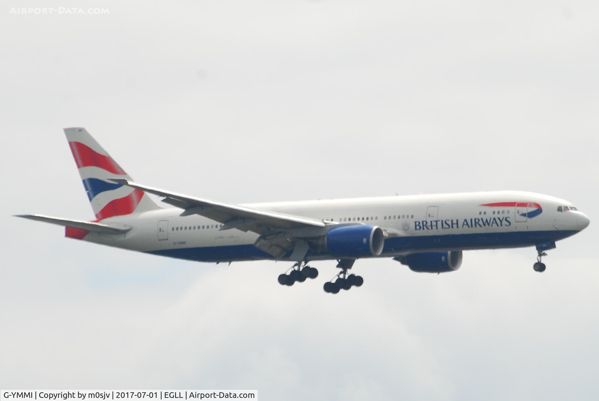 G-YMMI, 2000 Boeing 777-236 C/N 30310, Landing at EGLL 27R