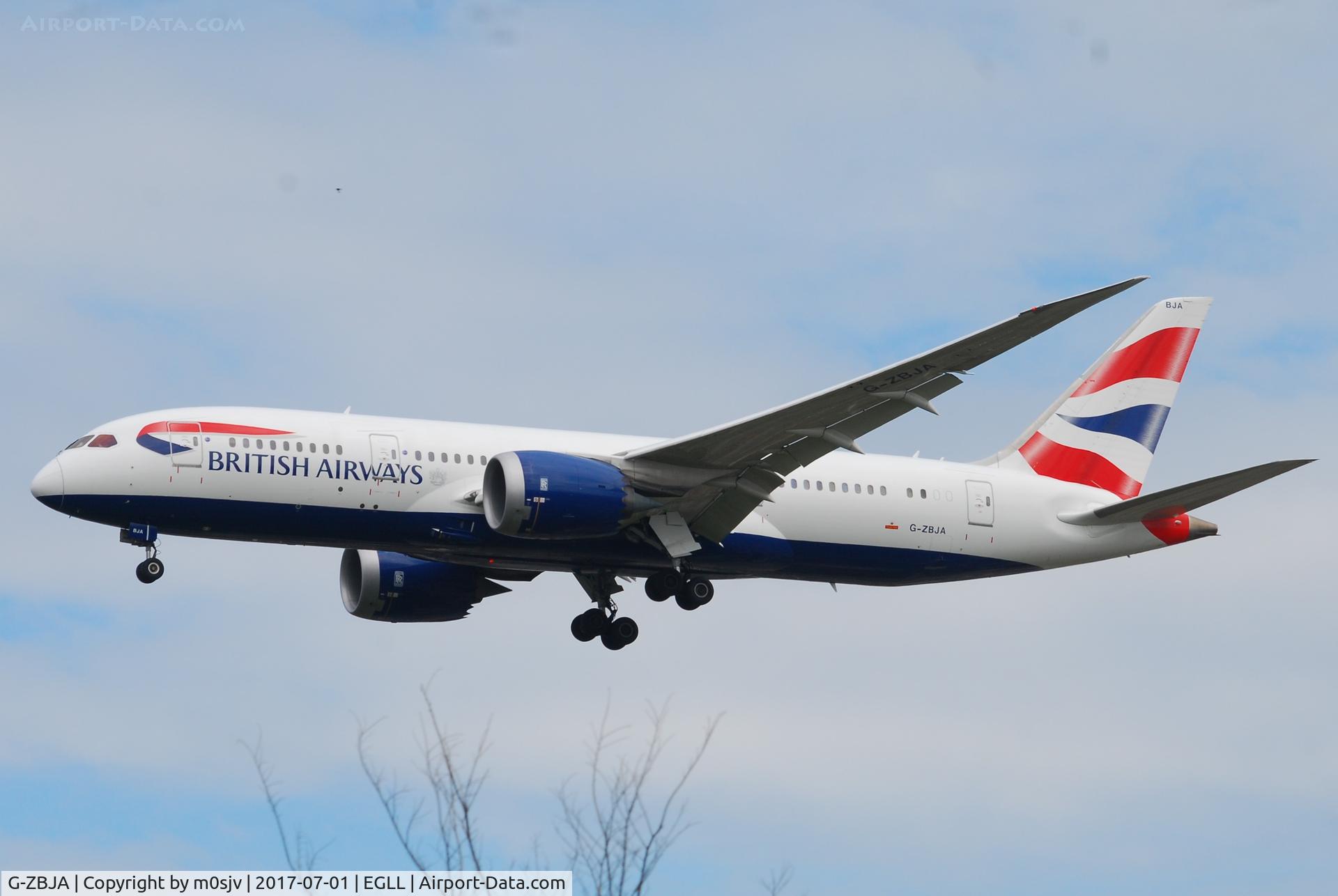 G-ZBJA, 2013 Boeing 787-8 Dreamliner C/N 38609, Landing at EGLL 27R