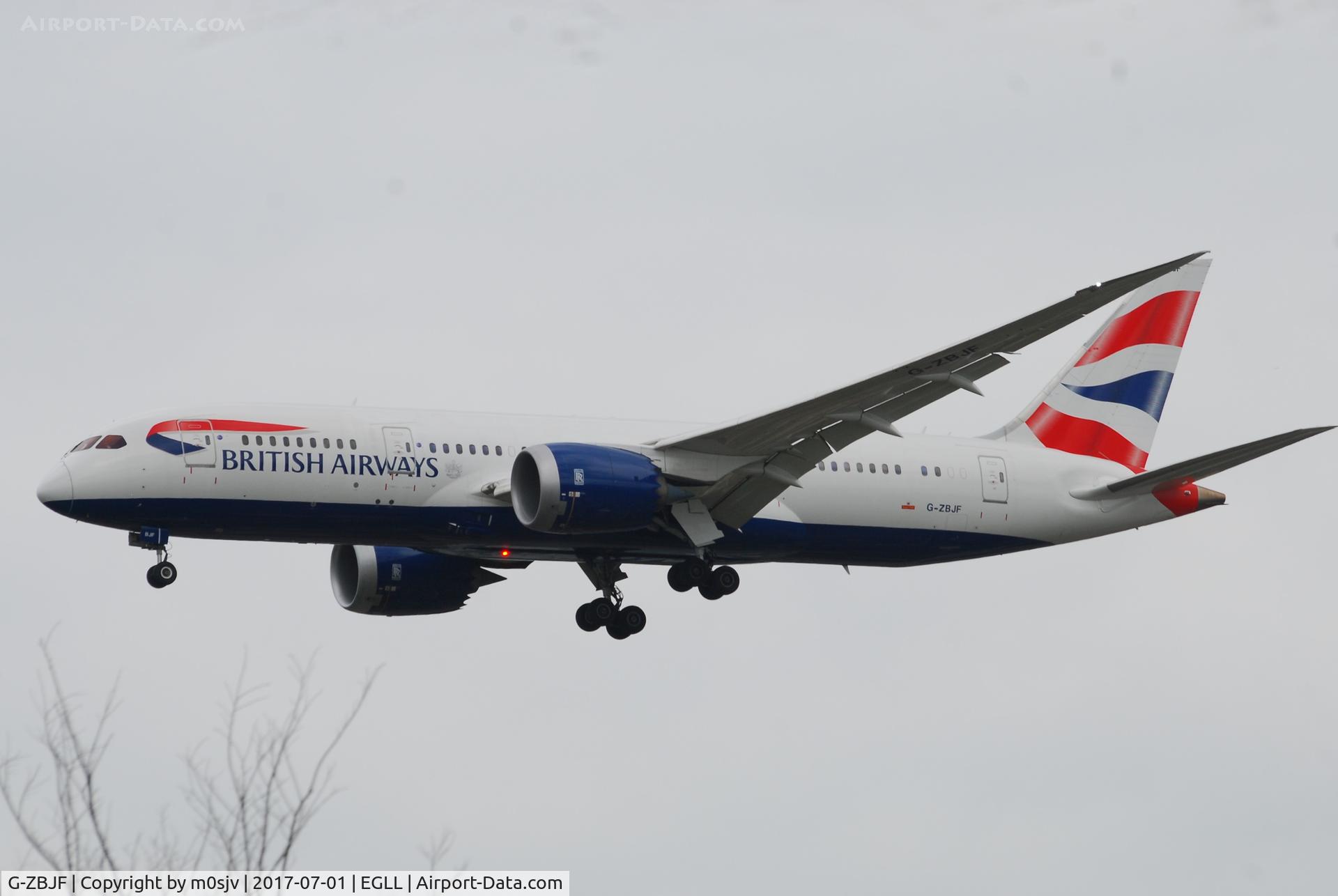 G-ZBJF, 2013 Boeing 787-8 Dreamliner C/N 38613, Landing at EGLL 27R