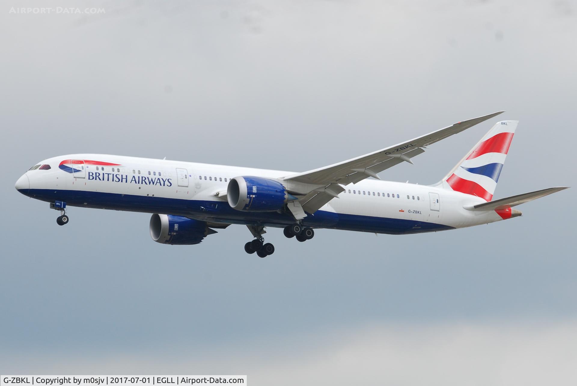 G-ZBKL, 2016 Boeing 787-9 Dreamliner C/N 38628, Landing at EGLL 27R