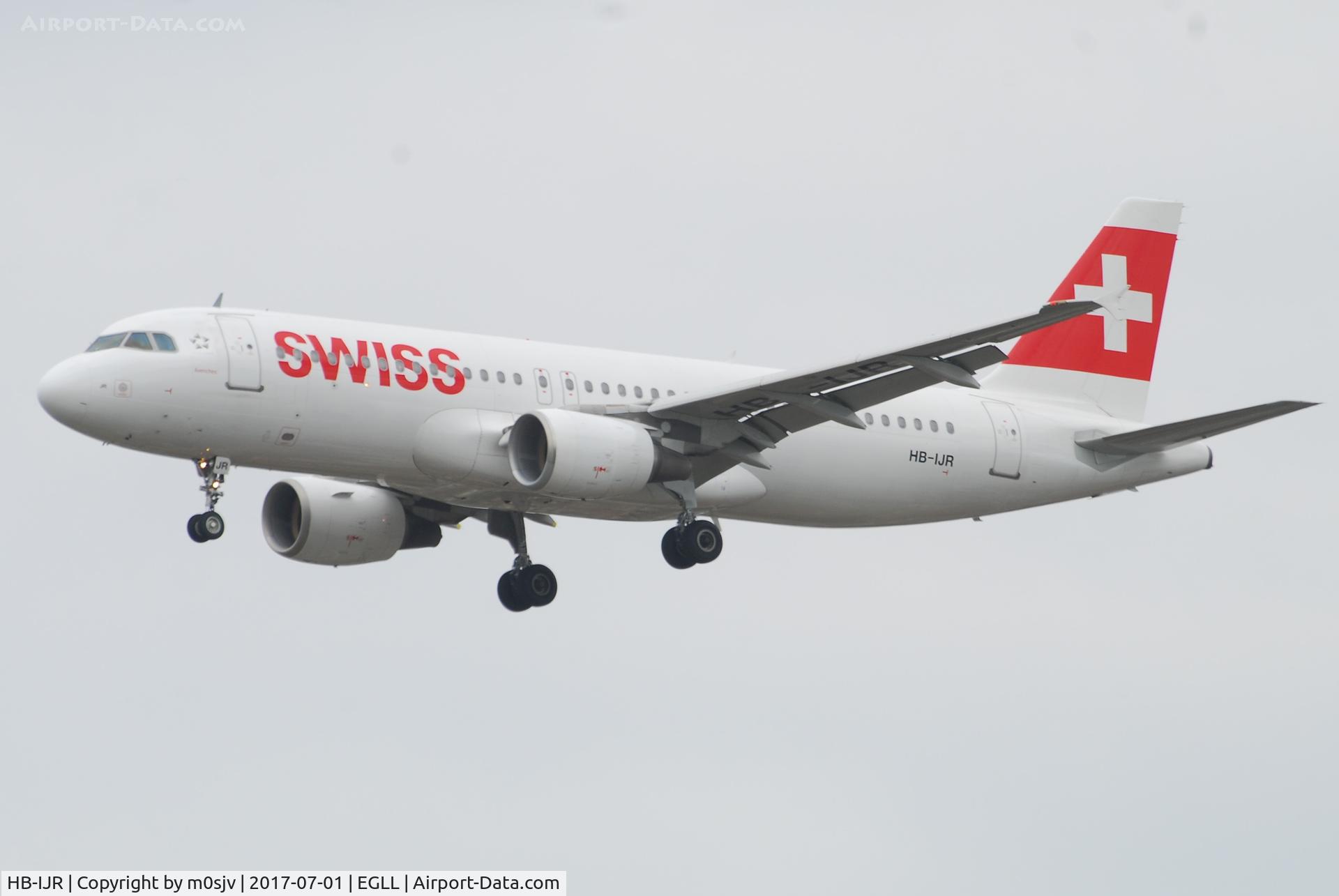 HB-IJR, 1997 Airbus A320-214 C/N 0703, Landing at EGLL 27R