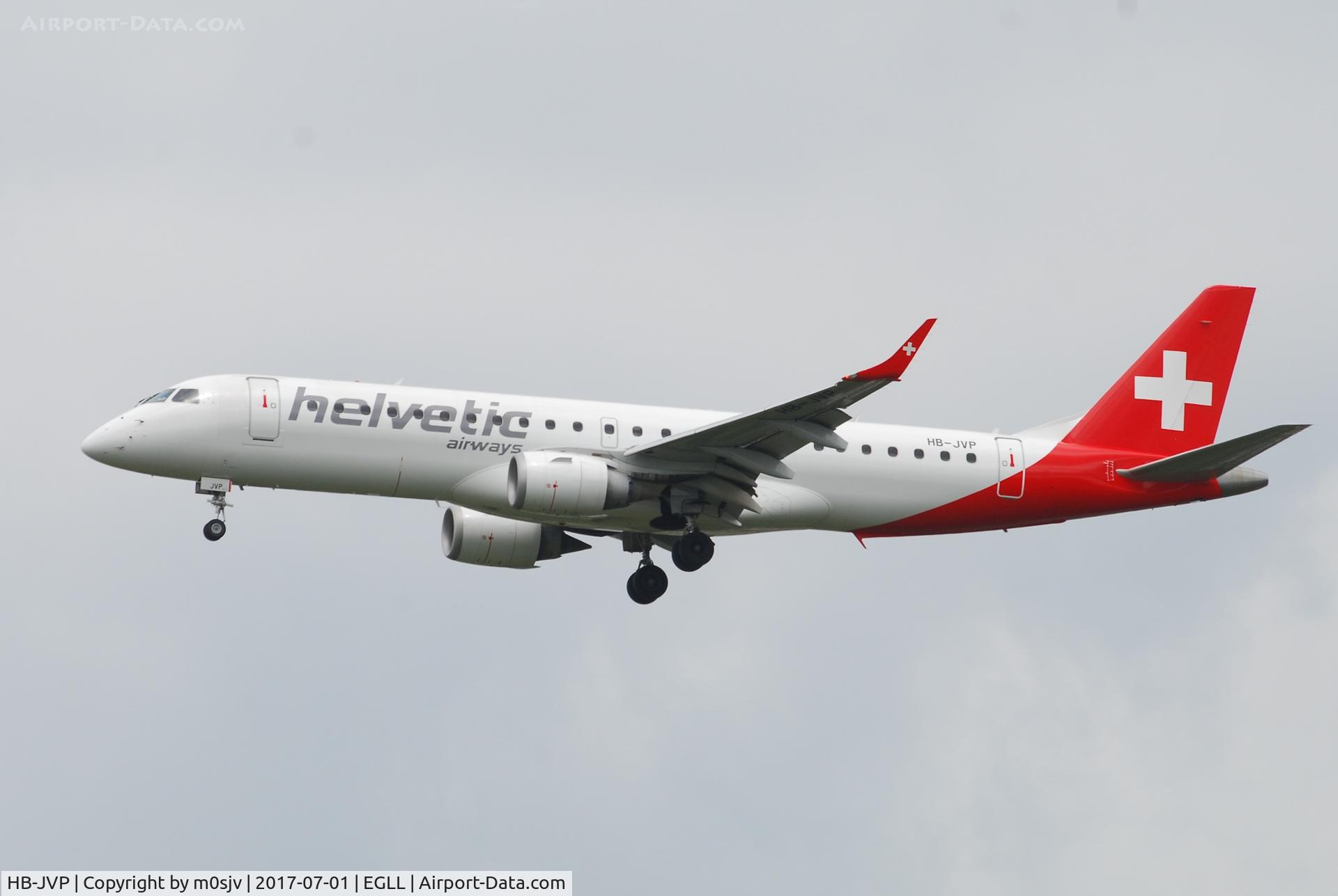 HB-JVP, 2010 Embraer 190LR (ERJ-190-100LR) C/N 19000387, Landing at EGLL 27R