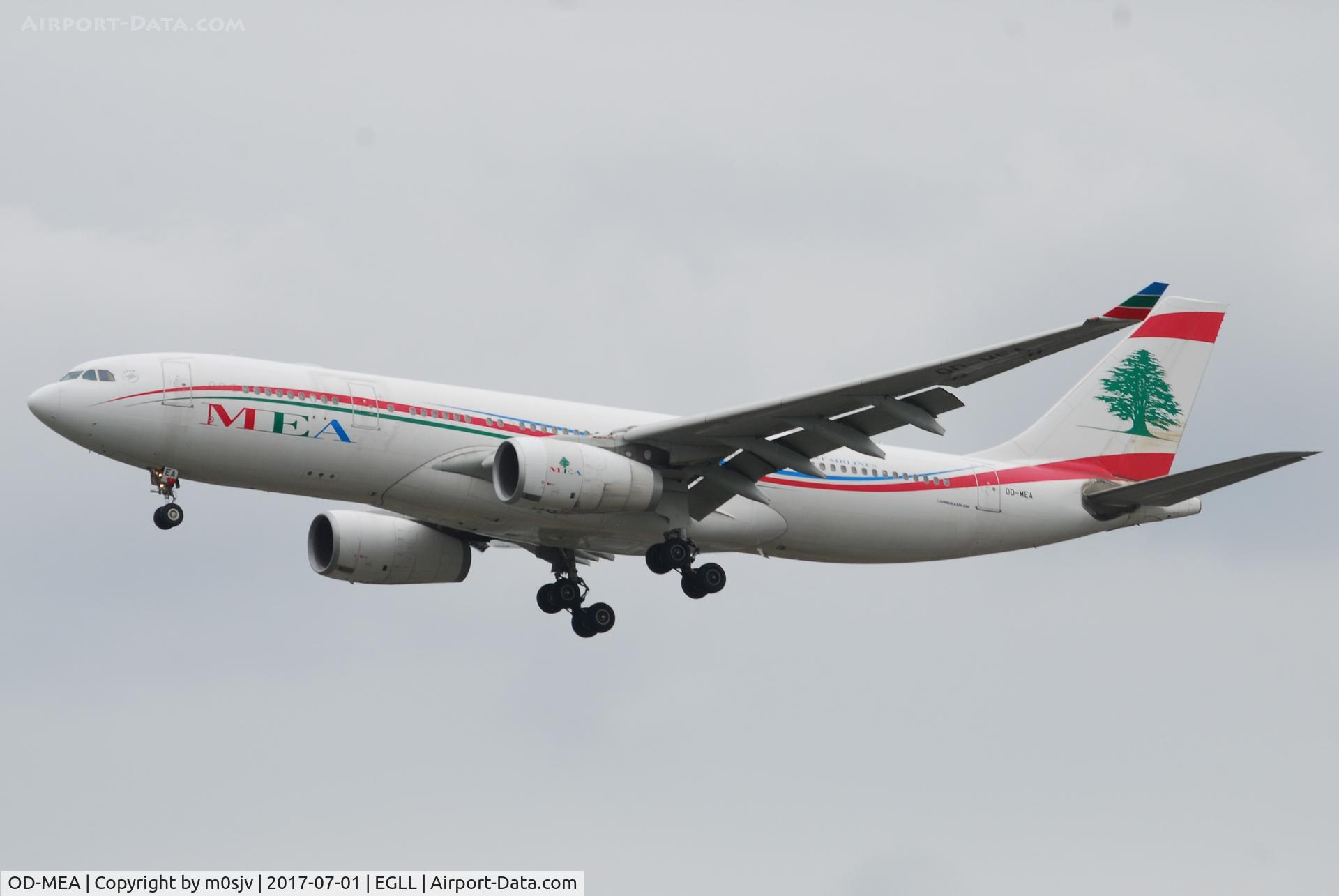 OD-MEA, 2009 Airbus A330-243 C/N 984, Landing at EGLL 27R