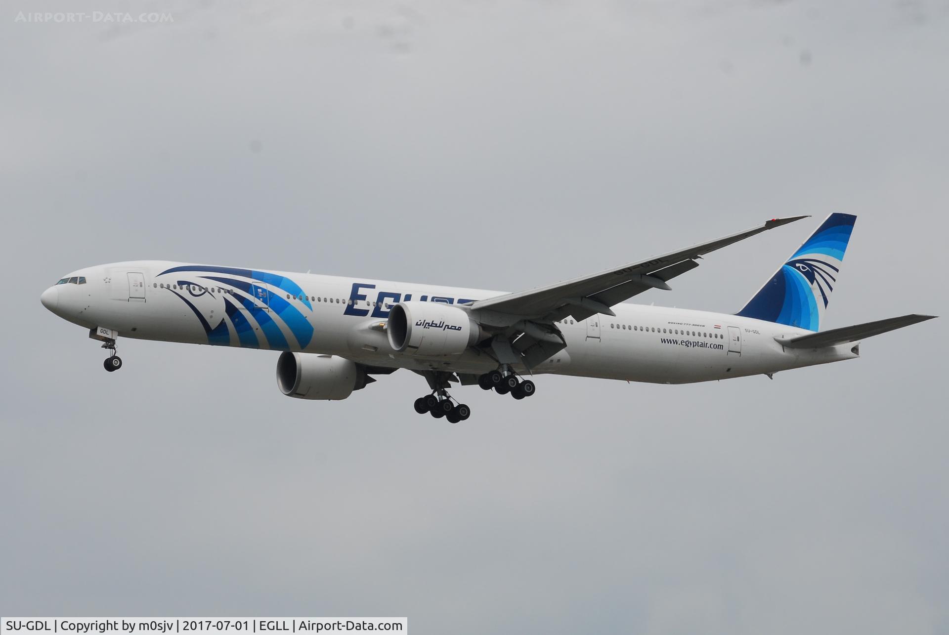 SU-GDL, 2010 Boeing 777-36N/ER C/N 38284, Landing at EGLL 27R