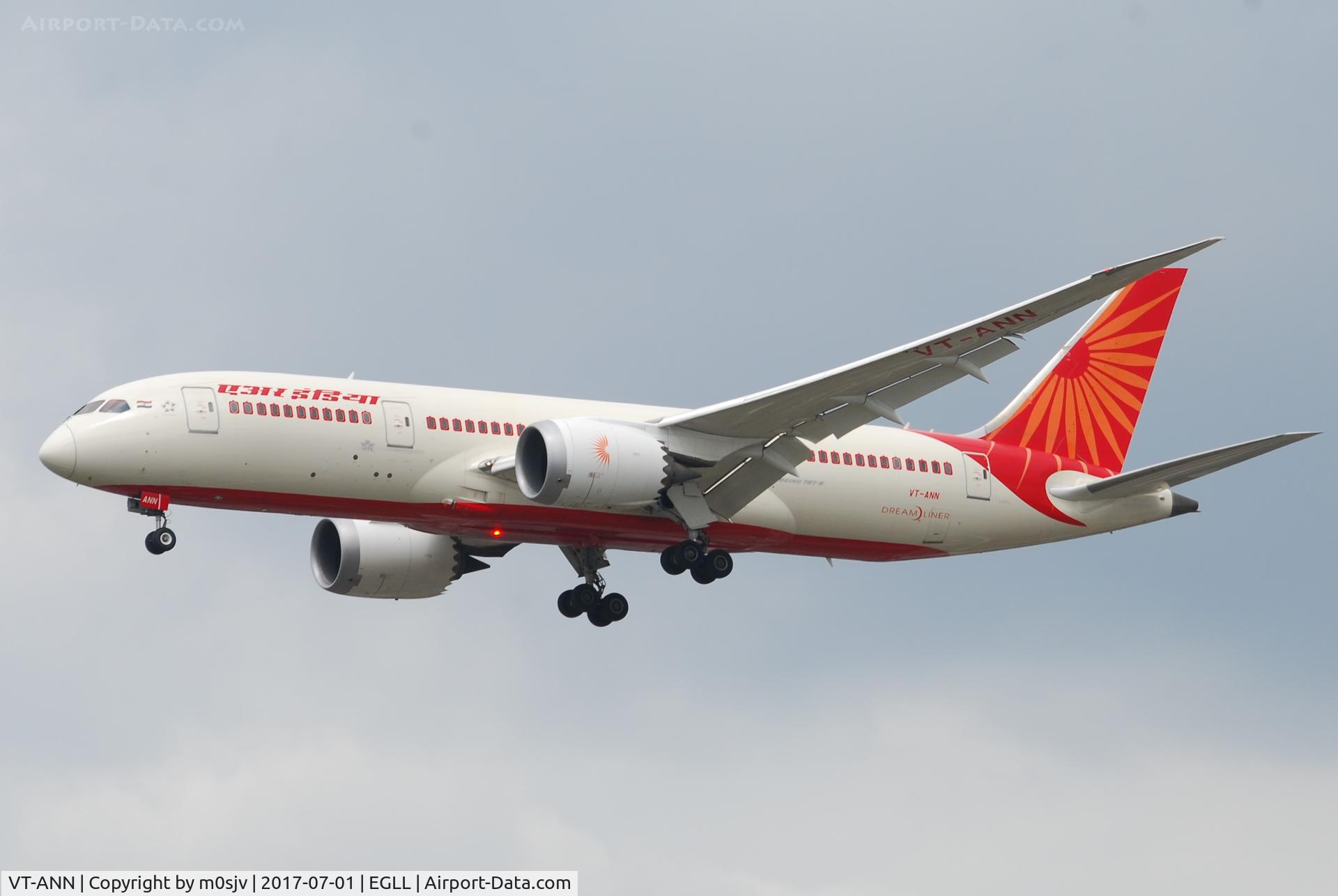 VT-ANN, 2013 Boeing 787-8 Dreamliner C/N 36285, Landing at EGLL 27R