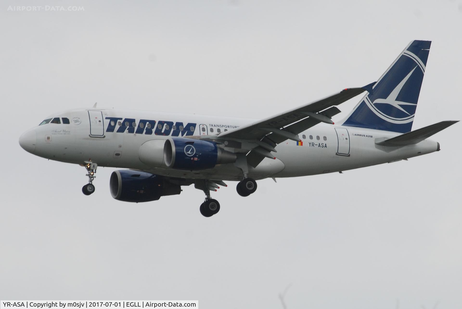 YR-ASA, 2006 Airbus A318-111 C/N 2931, Landing at EGLL 27R