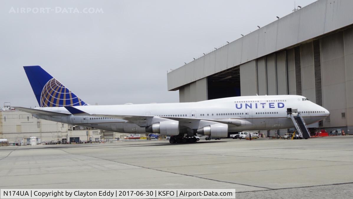 N174UA, 1990 Boeing 747-422 C/N 24381, SFO 2017.