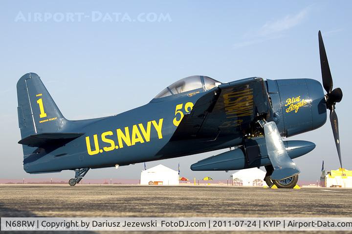 N68RW, 1947 Grumman F8F-2 (G58) Bearcat C/N D.1162, Grumman F8F-2 Bearcat CN 1217761 in Blue Angels colors, N68RW