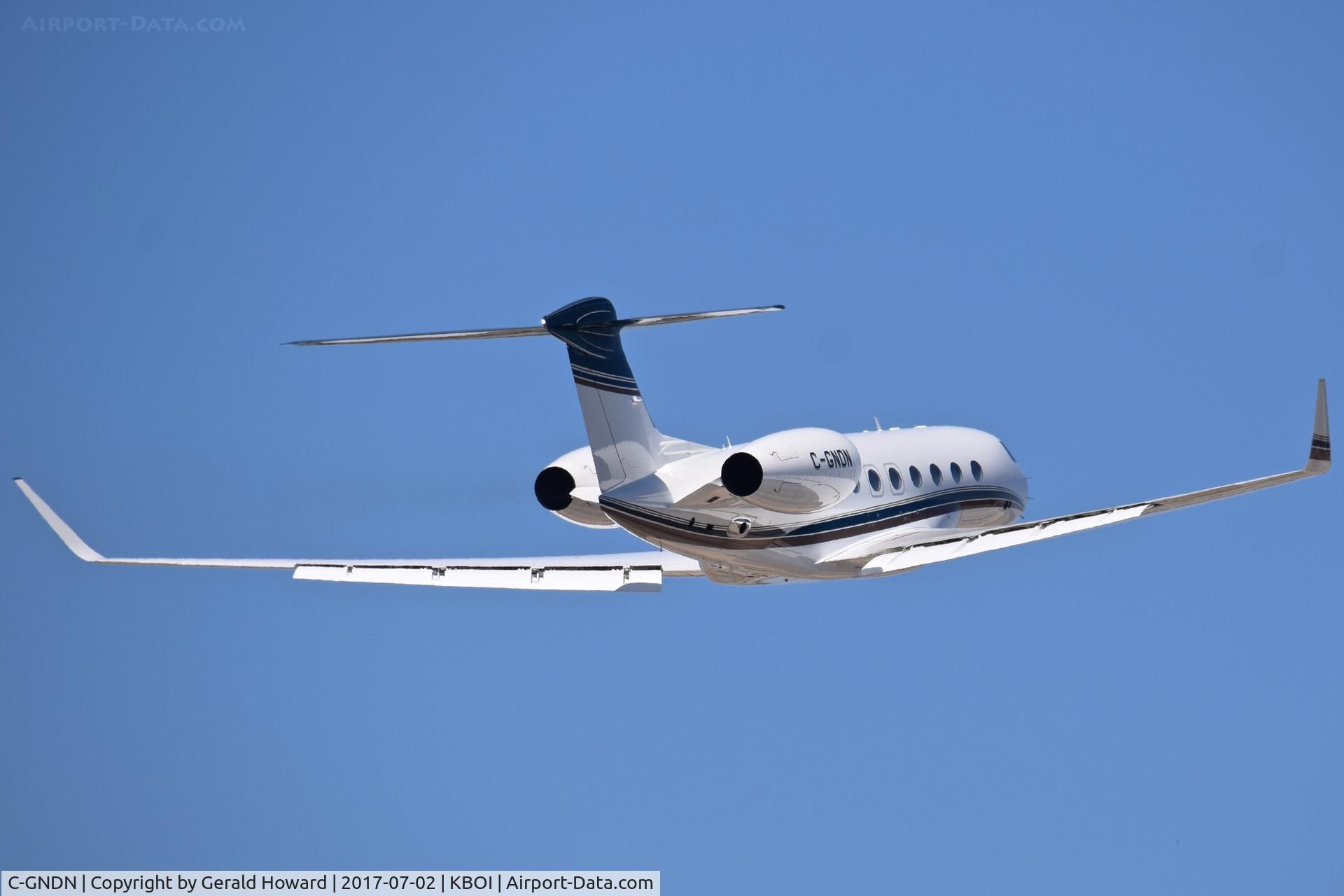 C-GNDN, 2015 Gulfstream Aerospace G650 (G-VI) C/N 6162, Departing BOI.