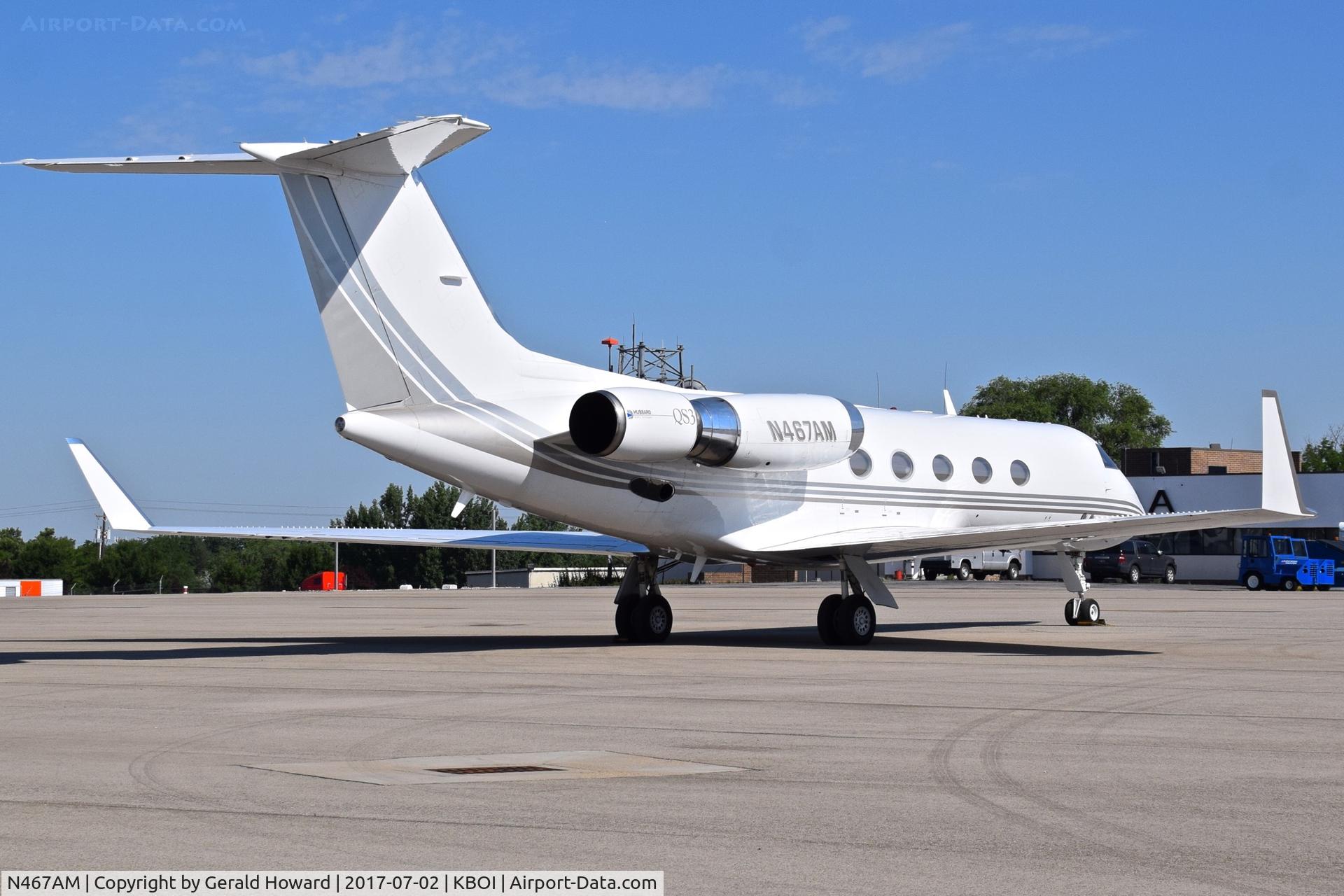 N467AM, 1984 Gulfstream Aerospace G-1159A Gulfstream III C/N 441, Parked on the north GA ramp. I guess the extra section aft of the regular engine is some sort of hush kit.