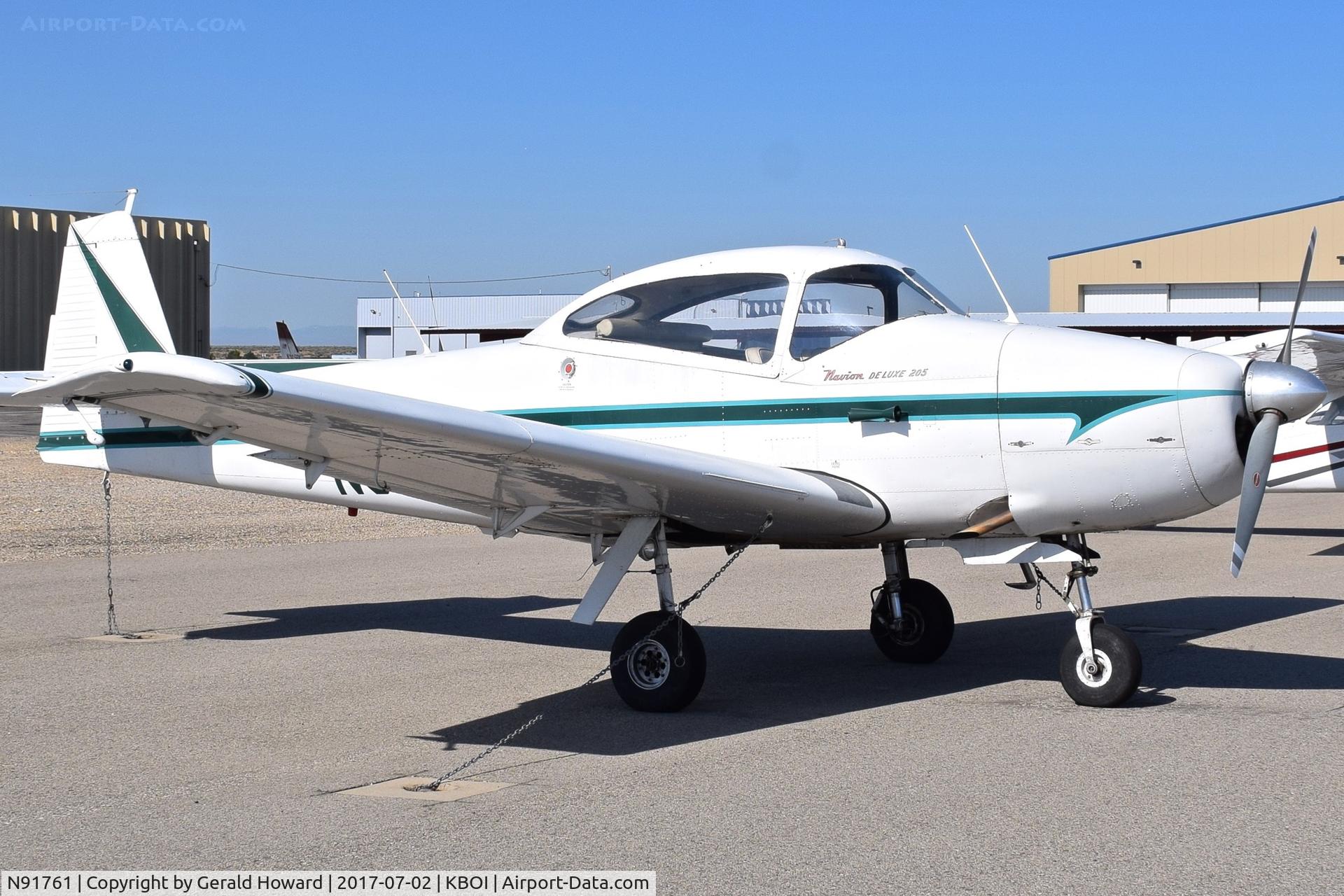 N91761, 1946 North American Navion (NA-145) C/N NAV-4-450, Parked on the south GA ramp.