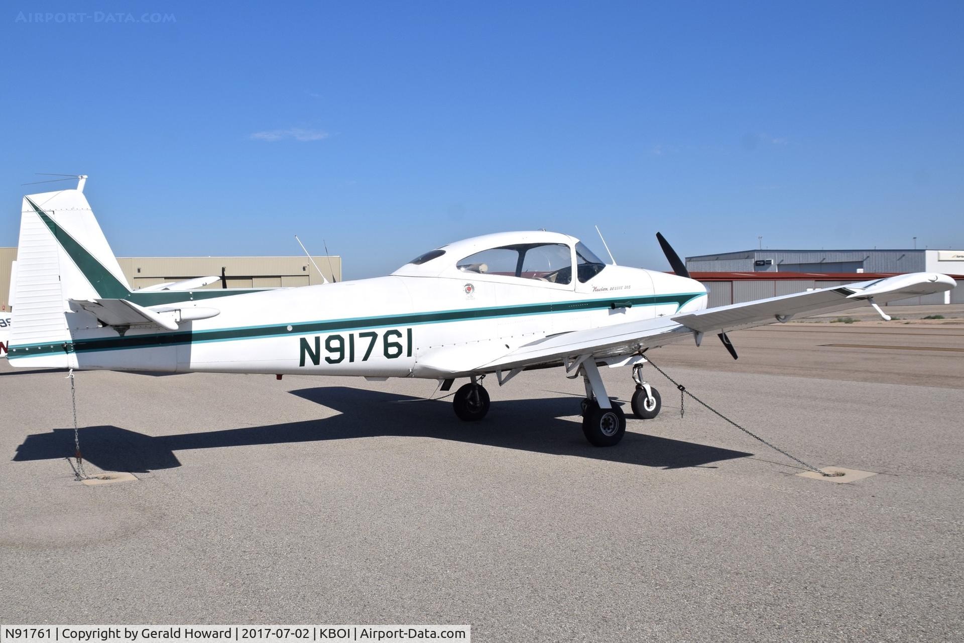 N91761, 1946 North American Navion (NA-145) C/N NAV-4-450, Parked on the south GA ramp.