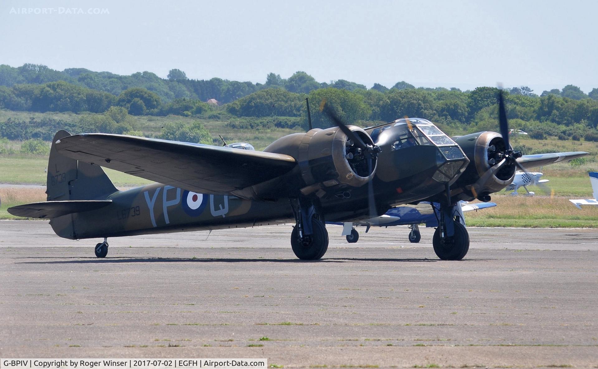G-BPIV, 1943 Bristol 149 Bolingbroke Mk.IVT C/N 10201, In the markings of Bristol Blenhem 1f aircraft L6739 coded YP-Q of 23 Squadron RAF.
