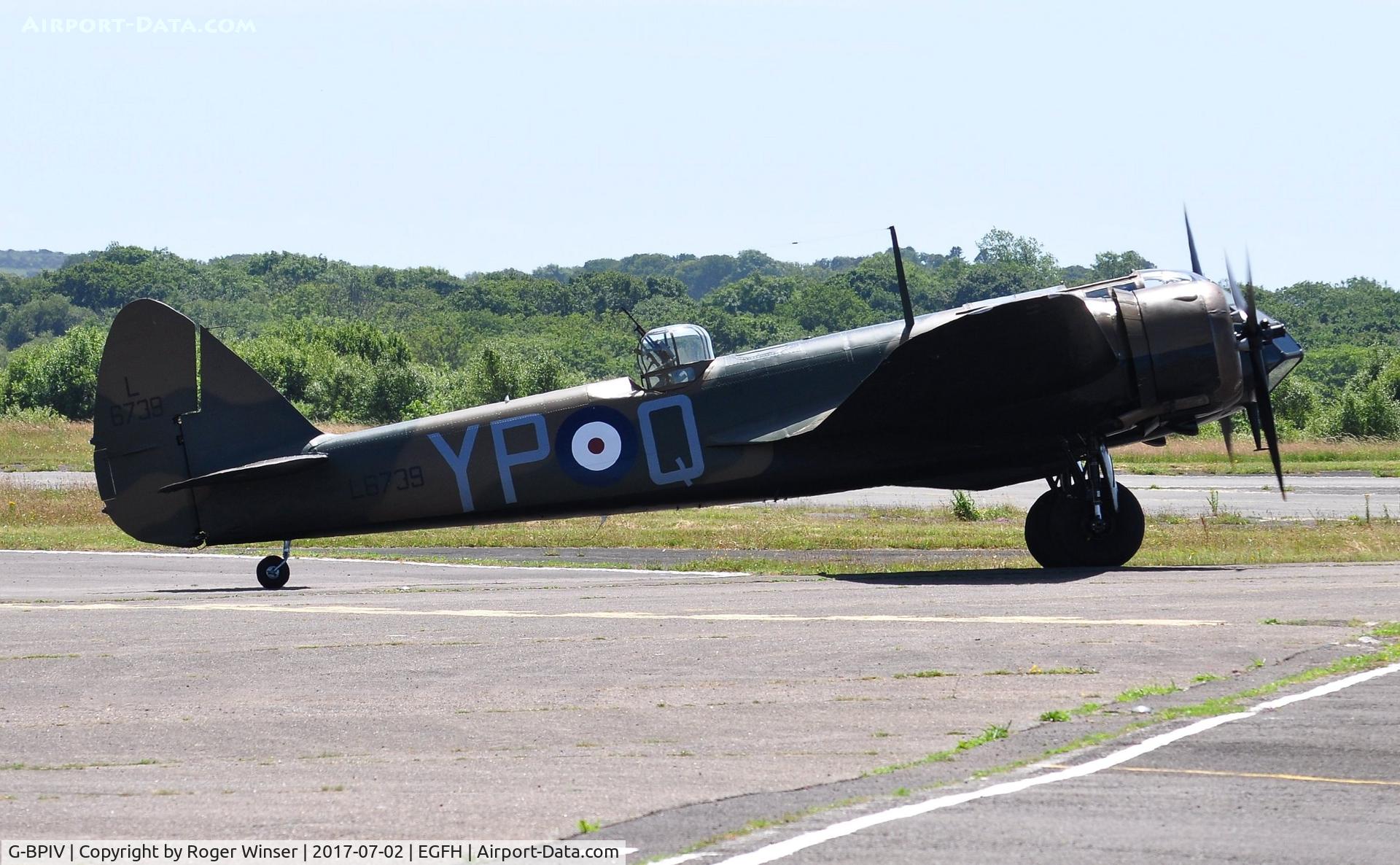 G-BPIV, 1943 Bristol 149 Bolingbroke Mk.IVT C/N 10201, In the markings of Bristol Blenheim 1f aircraft L6739 coded YP-Q of 23 Squadron RAF.