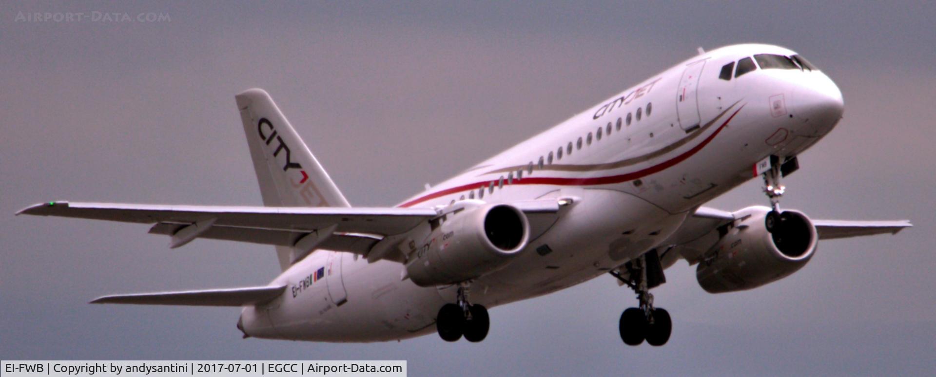EI-FWB, 2015 Sukhoi Superjet 100-95B C/N 95108, just took off from man egcc uk