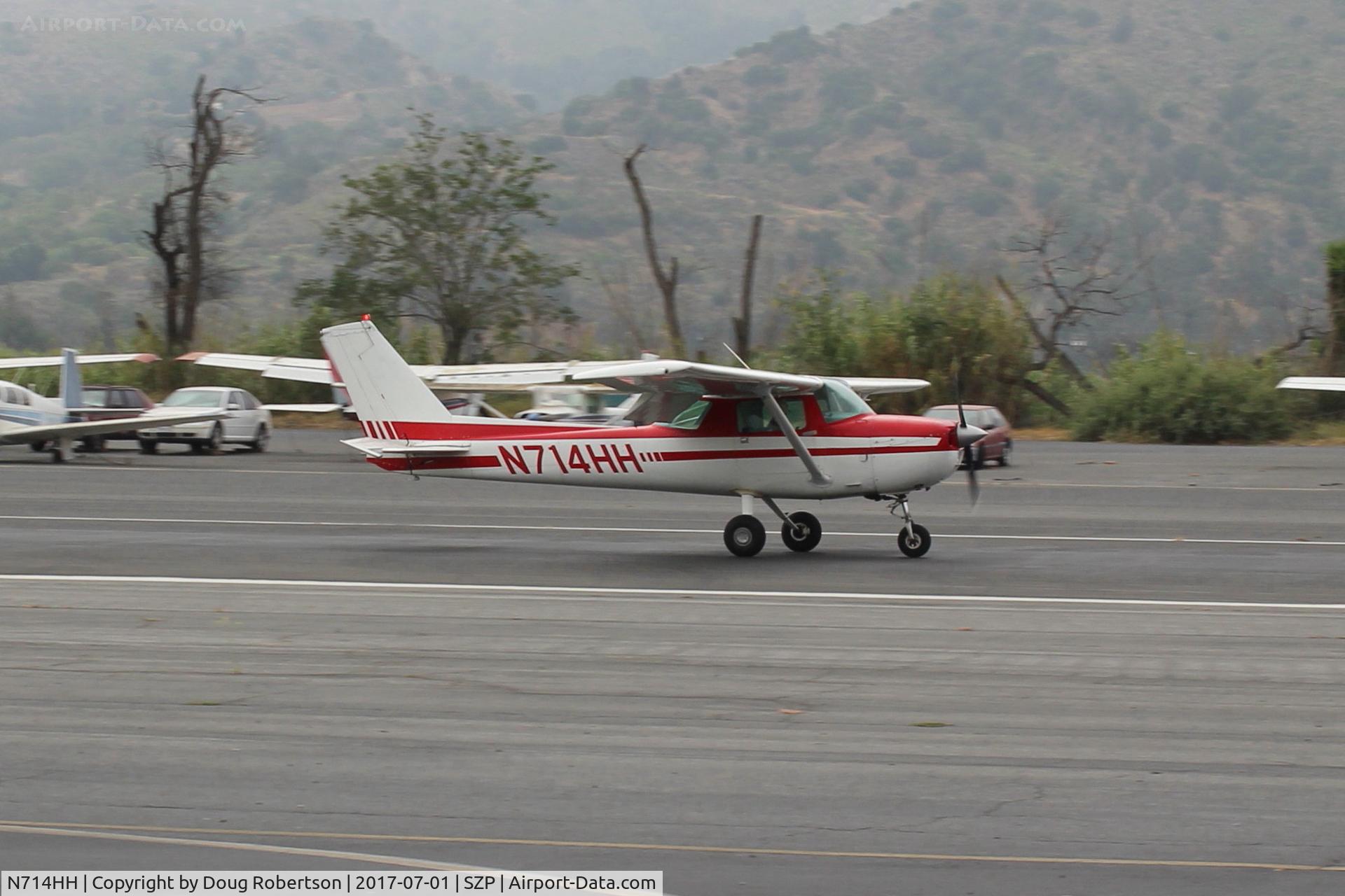 N714HH, 1977 Cessna 150M C/N 15079185, 1977 Cessna 150M, Continental O-200 100 Hp, full flaps landing Rwy 22