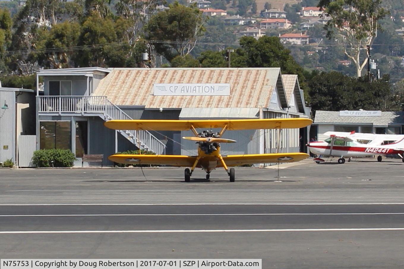 N75753, 1942 Boeing A75N1 (PT17) C/N 75-3521, 1942 Boeing Stearman A75N1 (PT-17) as Navy N2S-4 basic trainer, Continental W670 220 Hp radial, a stunning example