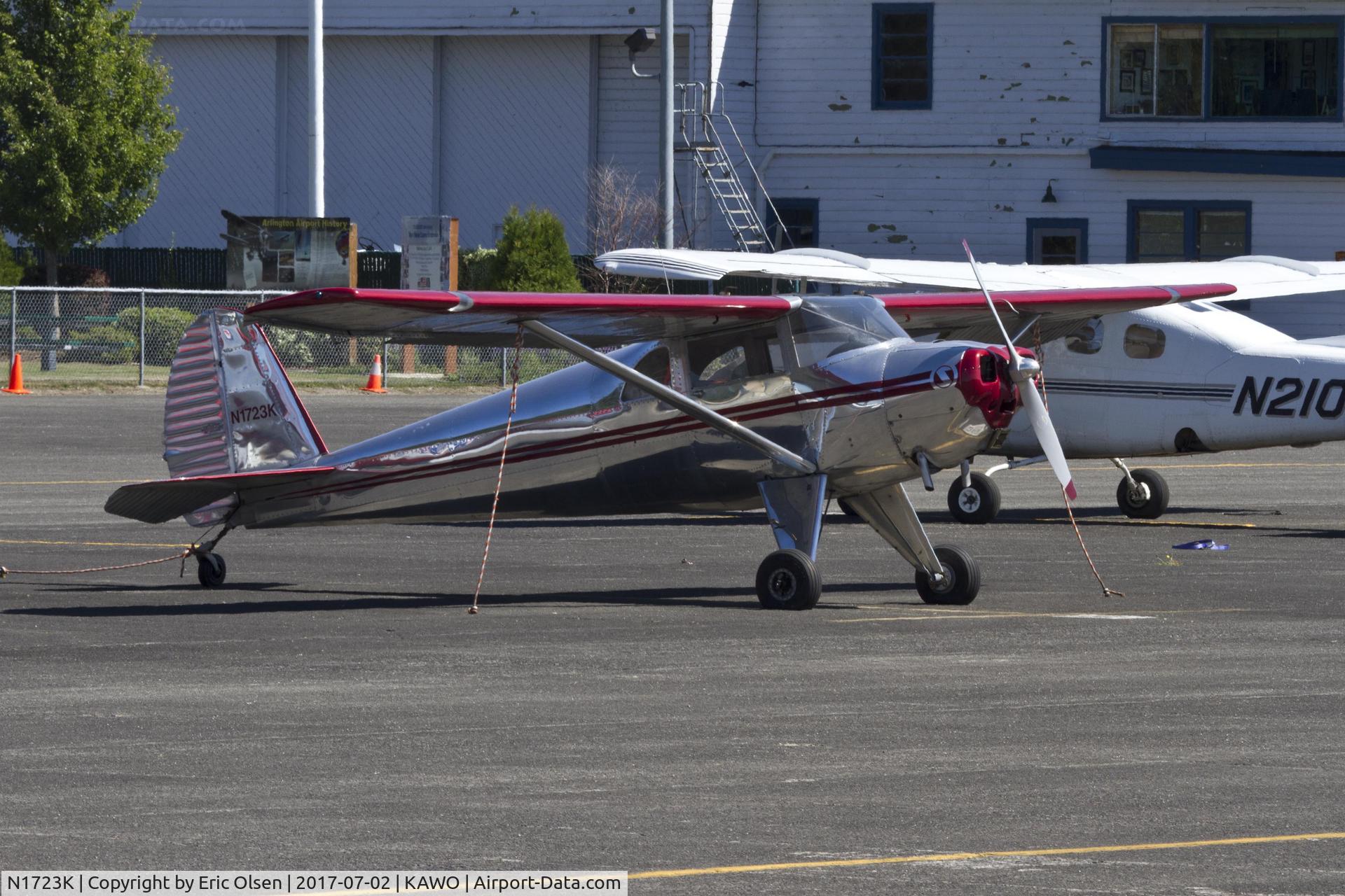 N1723K, 1946 Luscombe 8E Silvaire C/N 4450, Luscombe 8E at rest at KAWO.