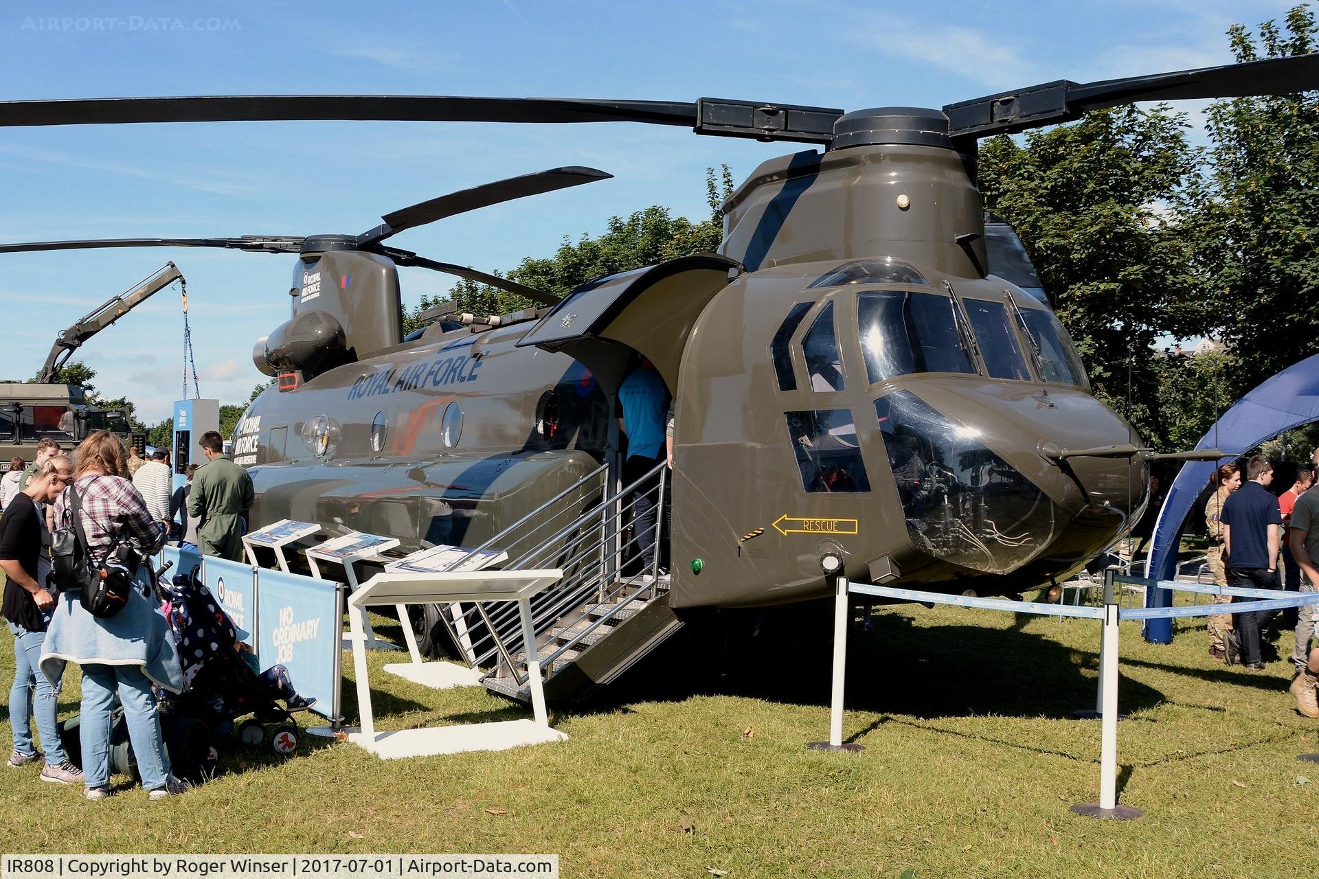 IR808, Boeing Vertol Chinook HC.2 (mock up) C/N None, Off airport. Mock up of a RAF Chinook helicopter on display at WNAS17 held by Swansea foreshore, Wales , UK.