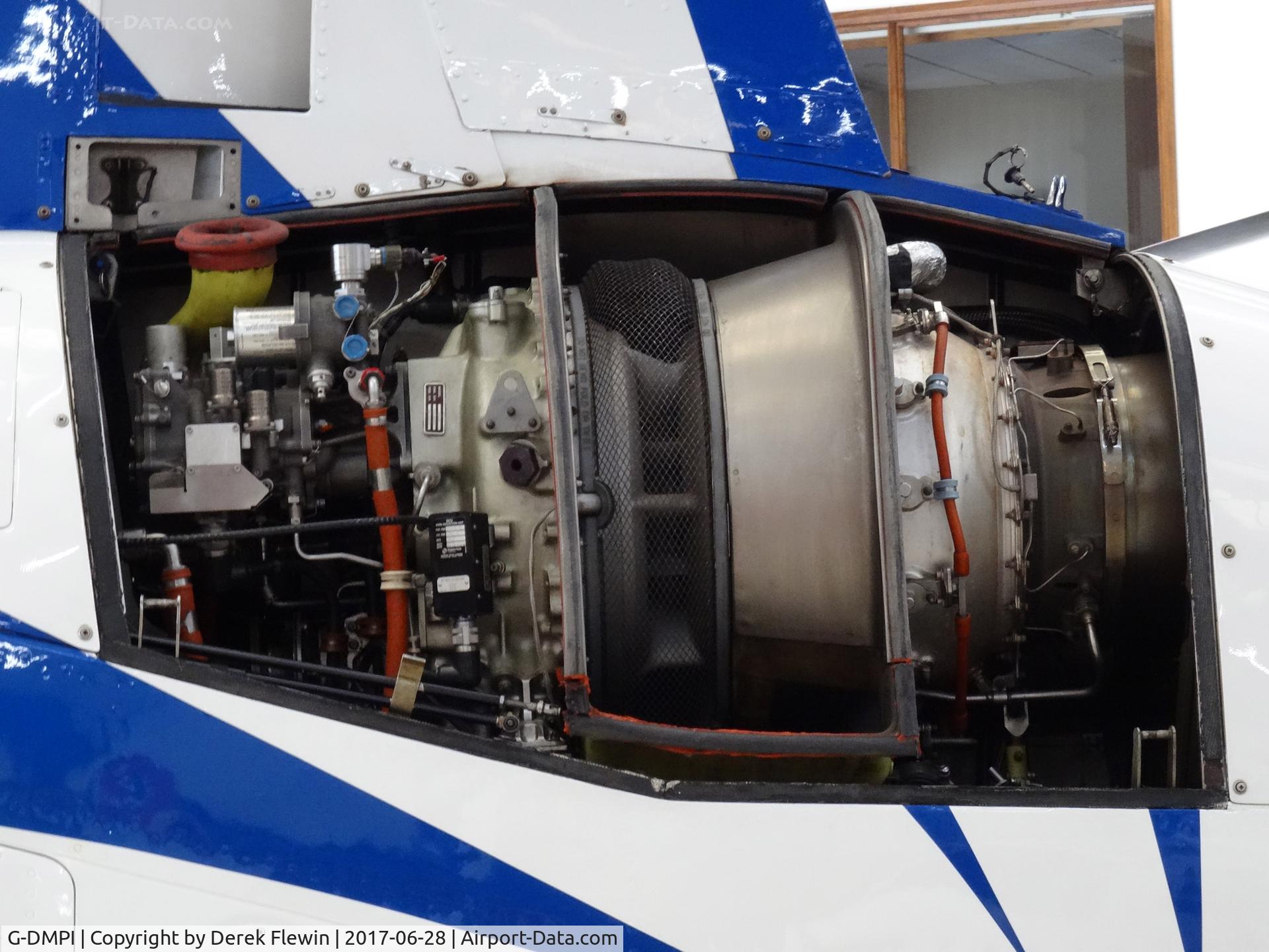 G-DMPI, 1997 Agusta A-109E Power C/N 11011, Agusta A-109E Power, close up of its,Pratt & Whitney Canada PW206C engine.
