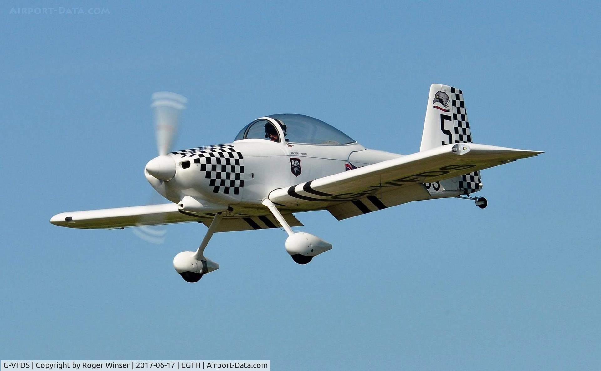 G-VFDS, 2012 Vans RV-8 C/N PFA 303-14637, Visiting RV-8 (Raven 5 of Team Raven) arriving Runway 28.