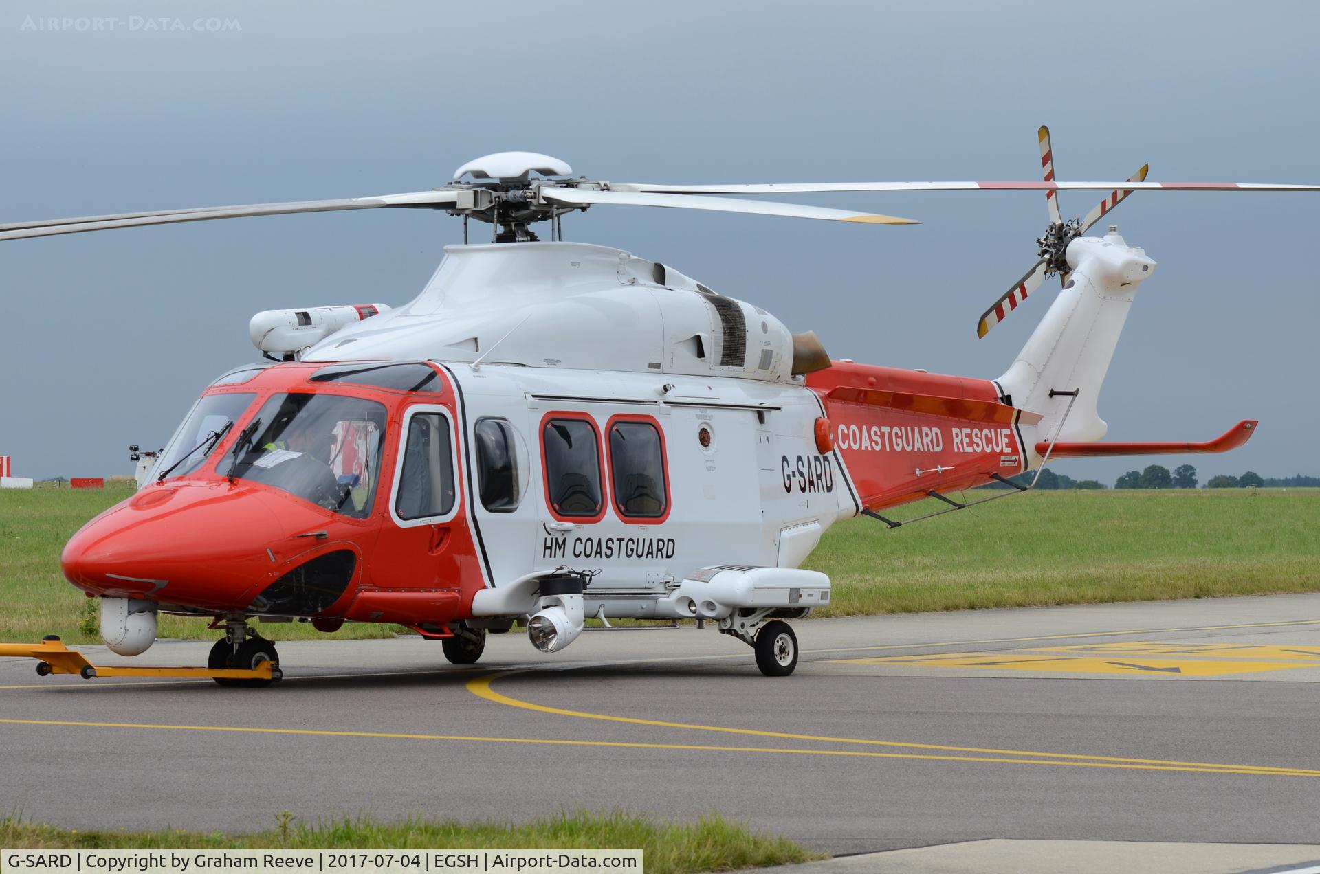 G-SARD, 2007 AgustaWestland AW-139 C/N 31208, Under tow at Norwich.