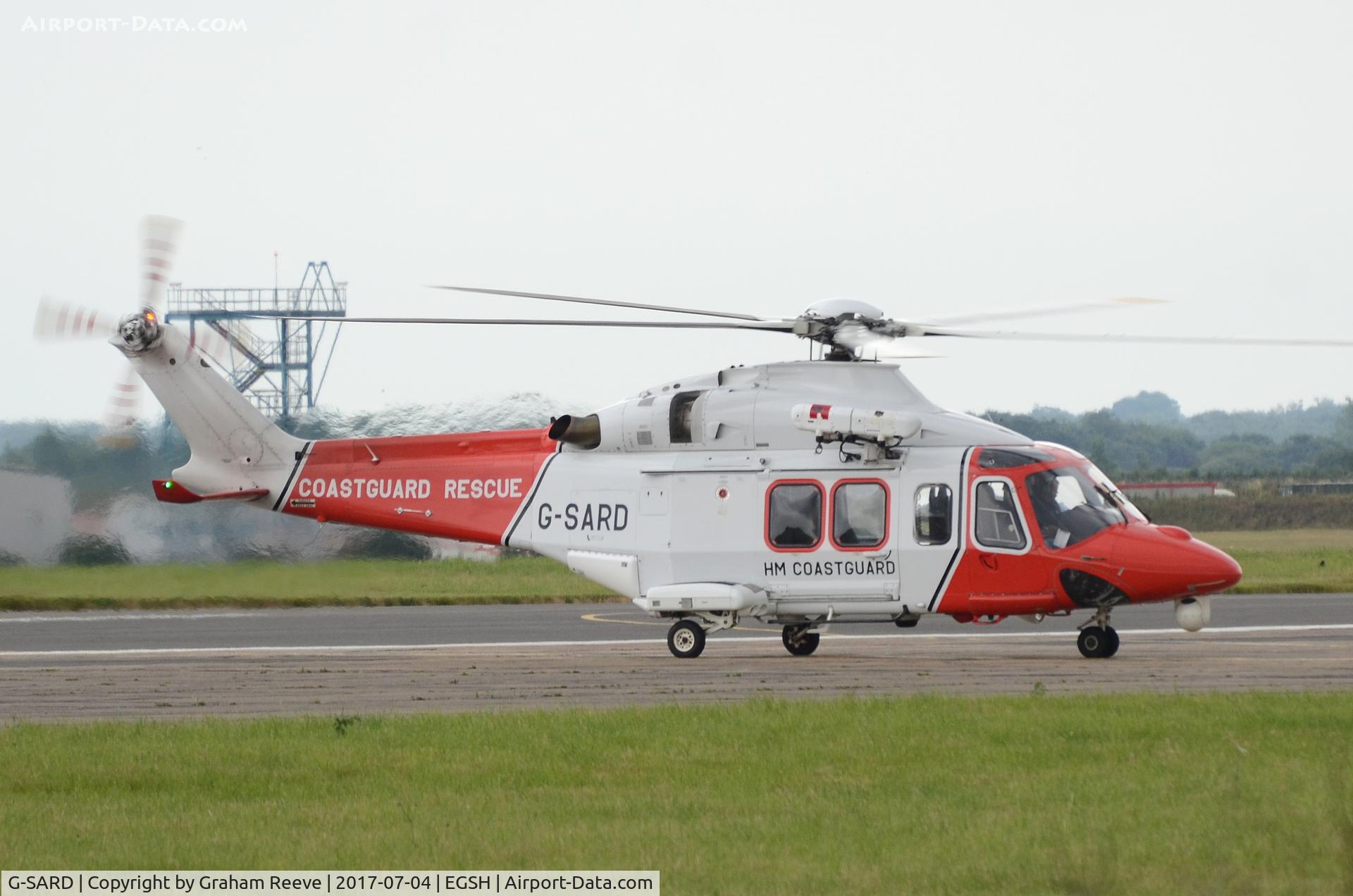 G-SARD, 2007 AgustaWestland AW-139 C/N 31208, Just landed at Norwich.