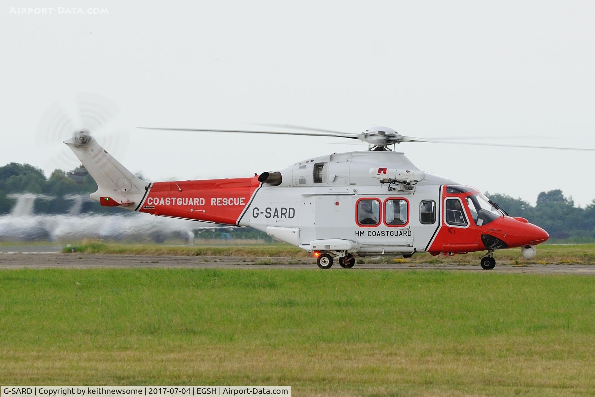 G-SARD, 2007 AgustaWestland AW-139 C/N 31208, Arriving at Norwich.
