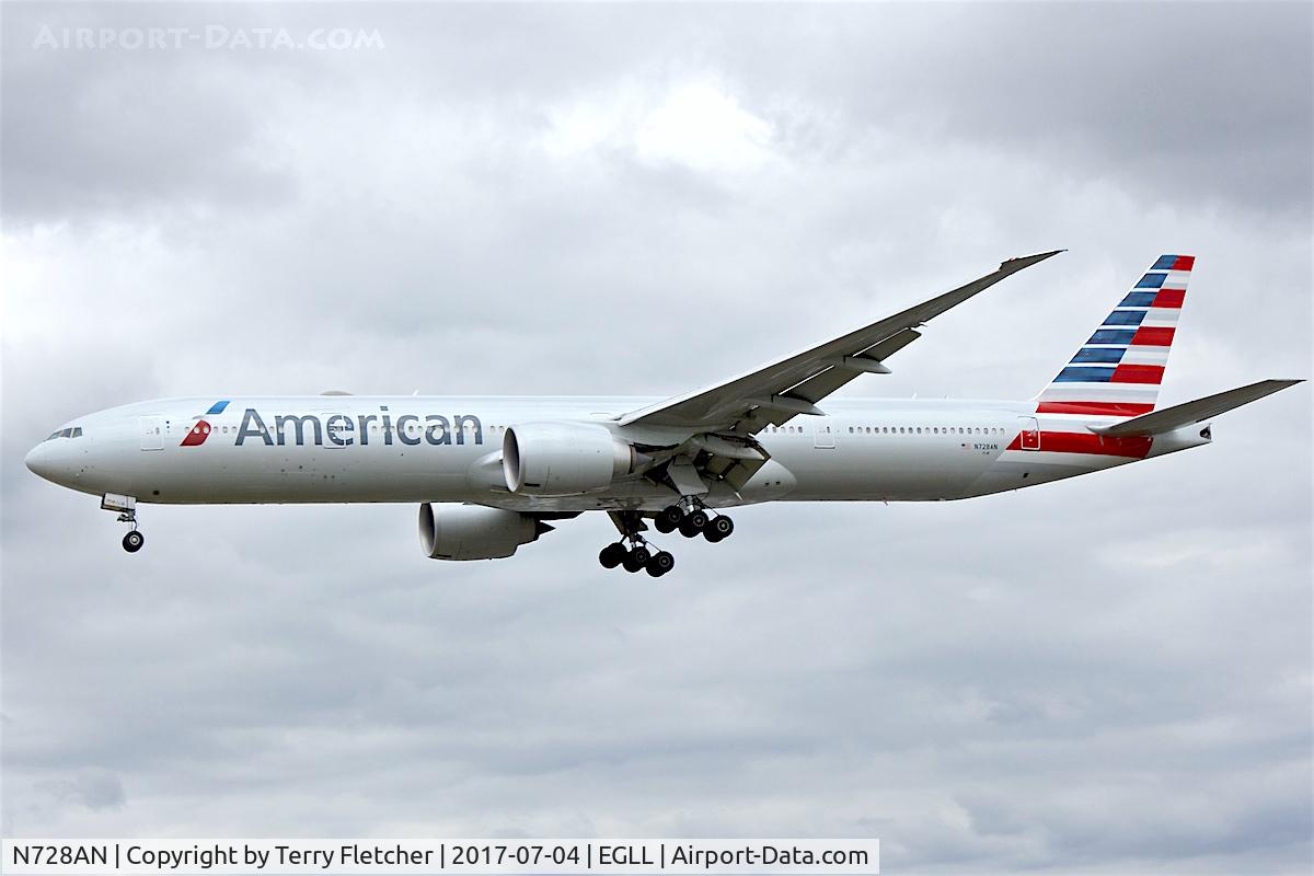 N728AN, 2014 Boeing 777-323/ER C/N 31553, On approach to London Heathrow