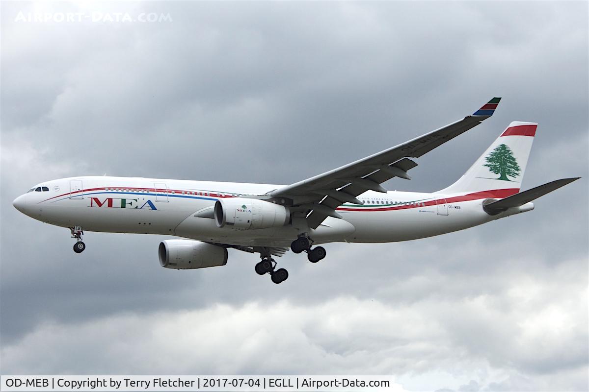 OD-MEB, 2009 Airbus A330-243 C/N 998, On approach to London Heathrow