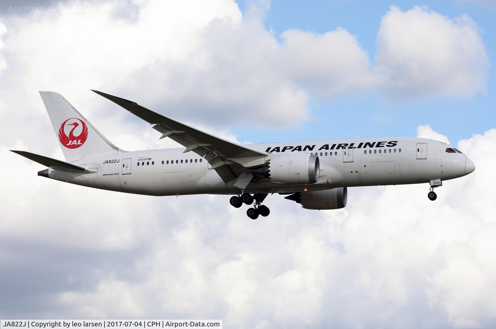 JA822J, 2010 Boeing 787-8 Dreamliner C/N 34832, Copenhagen 4.7.2017