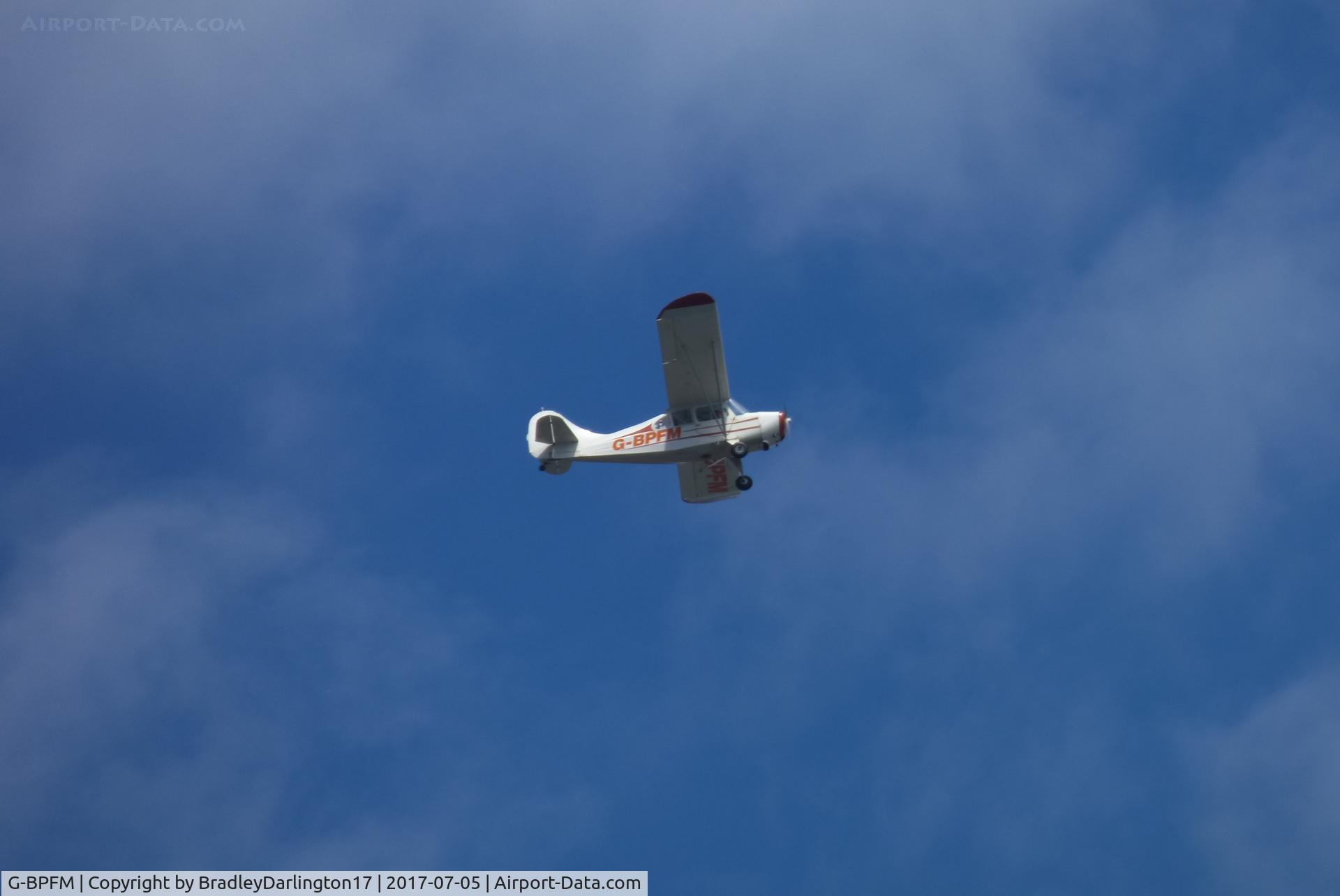G-BPFM, 1946 Aeronca 7AC Champion C/N 7AC-4751, G-BPFM Over Plymouth Hoe, had wrong zoom set for pic witch is why its not that close of a pic