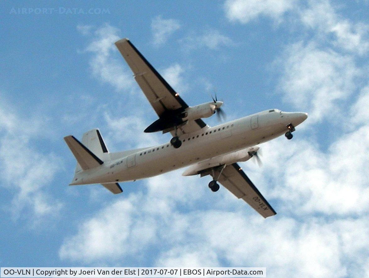 OO-VLN, 1989 Fokker 50 C/N 20145, Moments before touchdown rwy 26