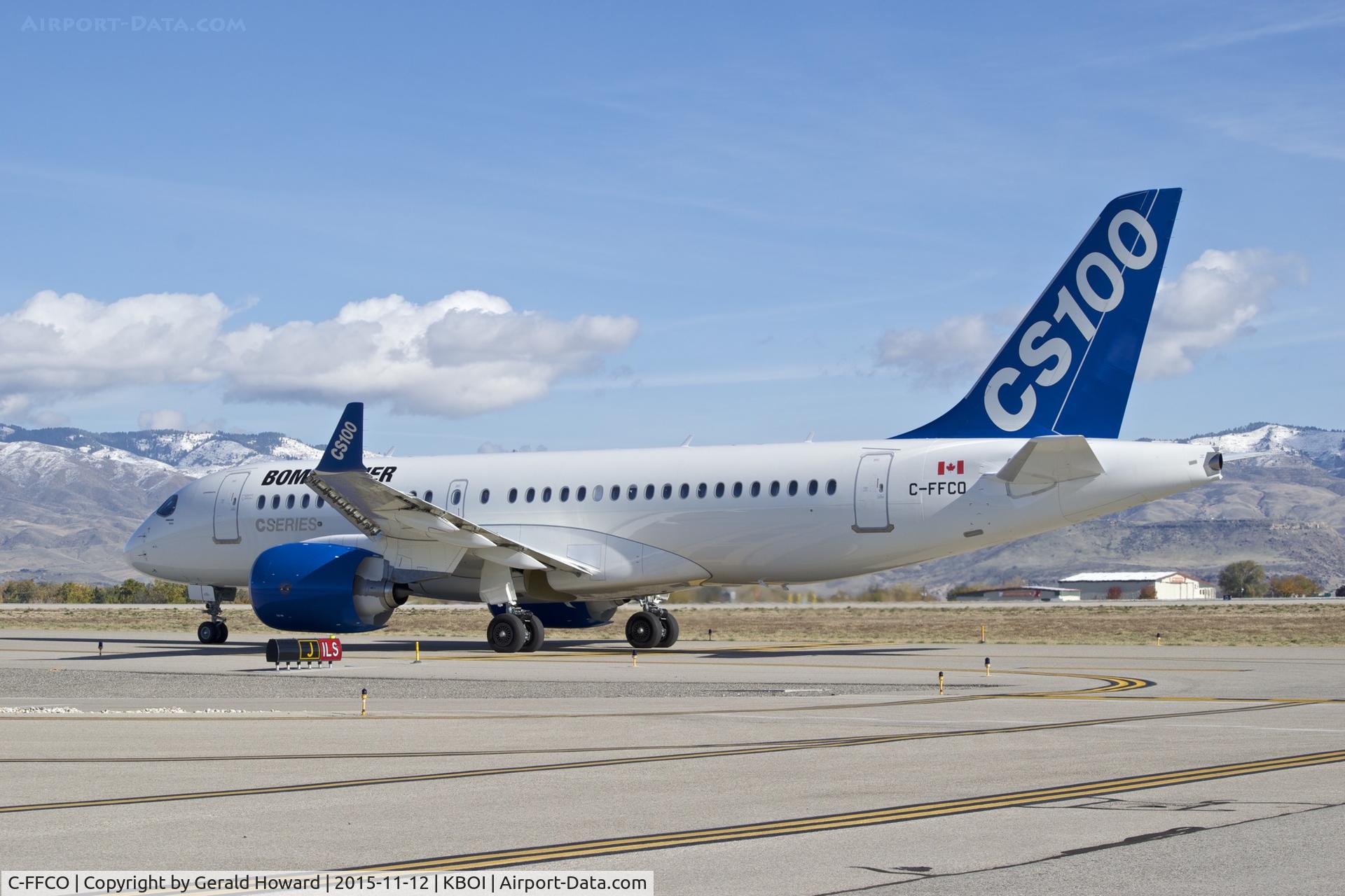 C-FFCO, 2015 Bombardier CSeries CS100 (BD-500-1A10) C/N 50006, Awaiting clearance for RWY 10R.