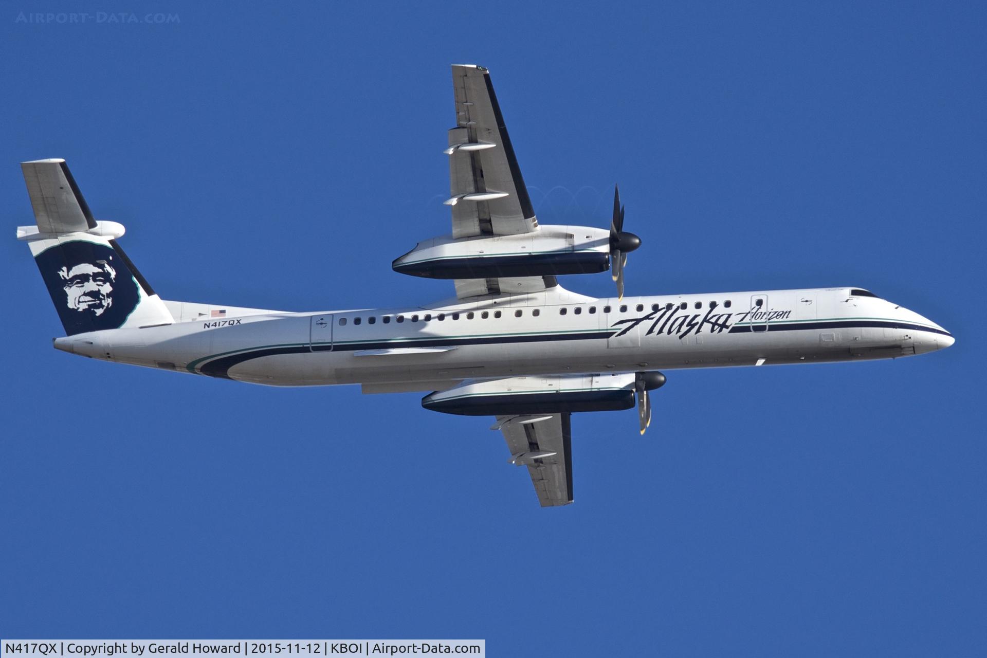 N417QX, 2004 De Havilland Canada DHC-8-402 Dash 8 C/N 4086, Departing BOI.