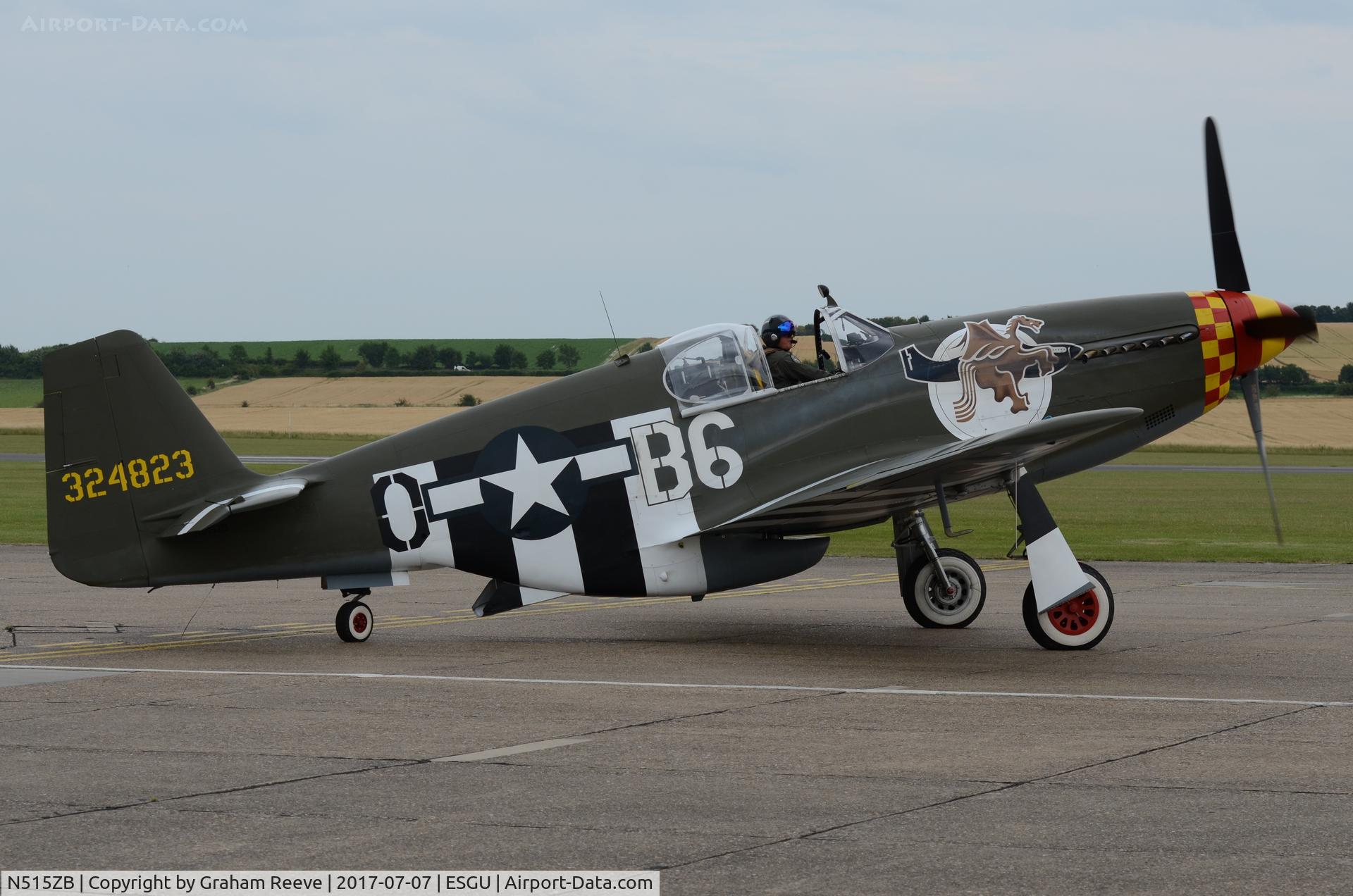 N515ZB, 1944 North American P-51B Mustang C/N 104-25866, About to get depart from Duxford.