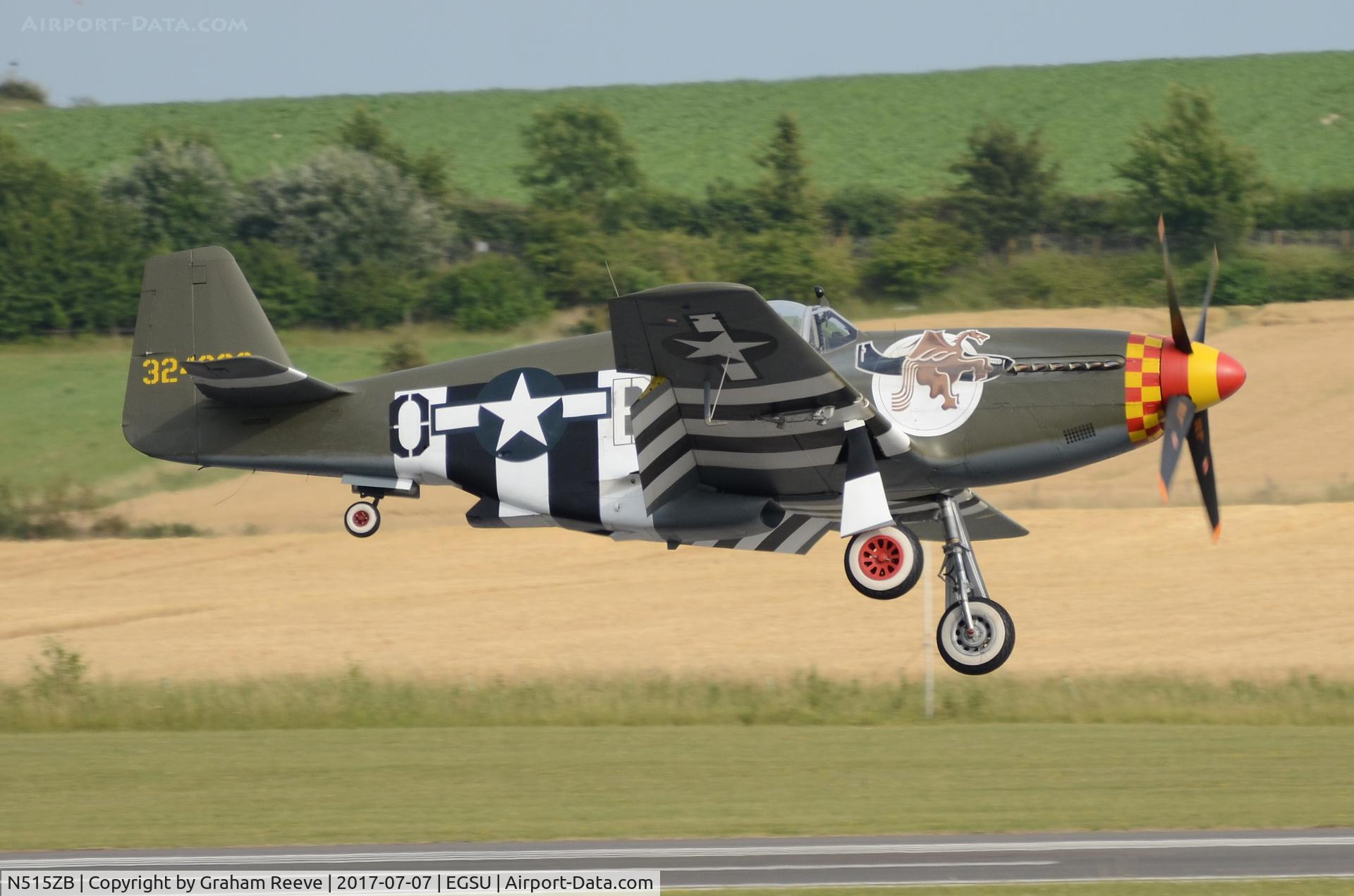 N515ZB, 1944 North American P-51B Mustang C/N 104-25866, Landing at Duxford.