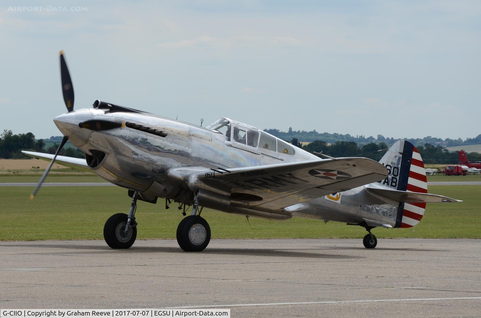 G-CIIO, 1941 Curtiss P-40C Warhawk C/N 16161, About to depart from Duxford.