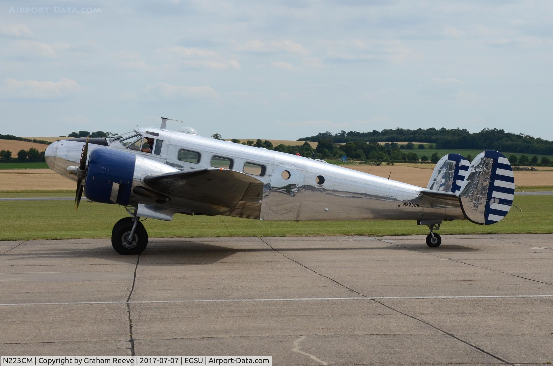 N223CM, 1952 Beech D18S C/N CA223, About to depart from Duxford.