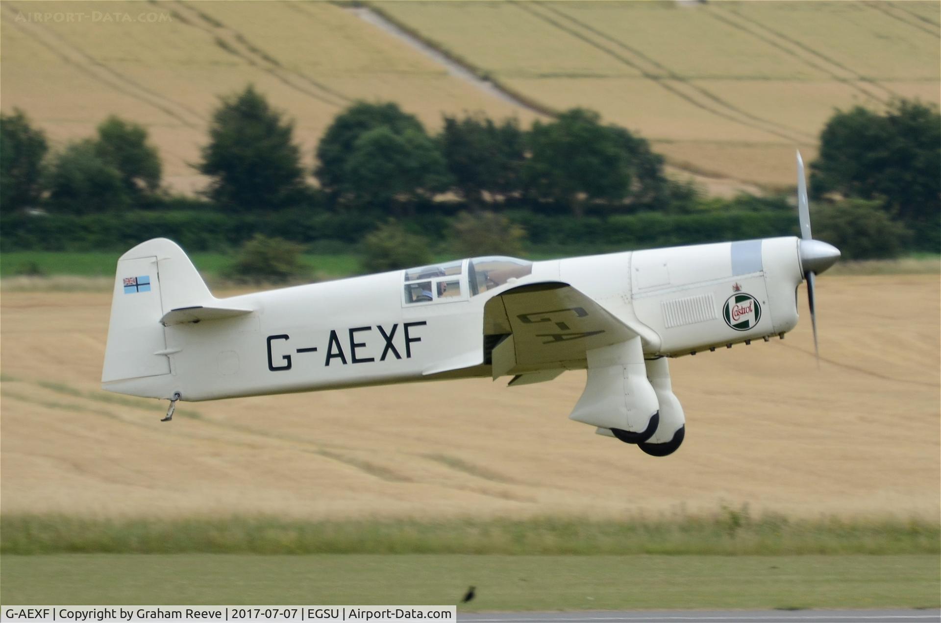 G-AEXF, 1936 Percival E-2H Mew Gull C/N E22, Landing at Duxford.