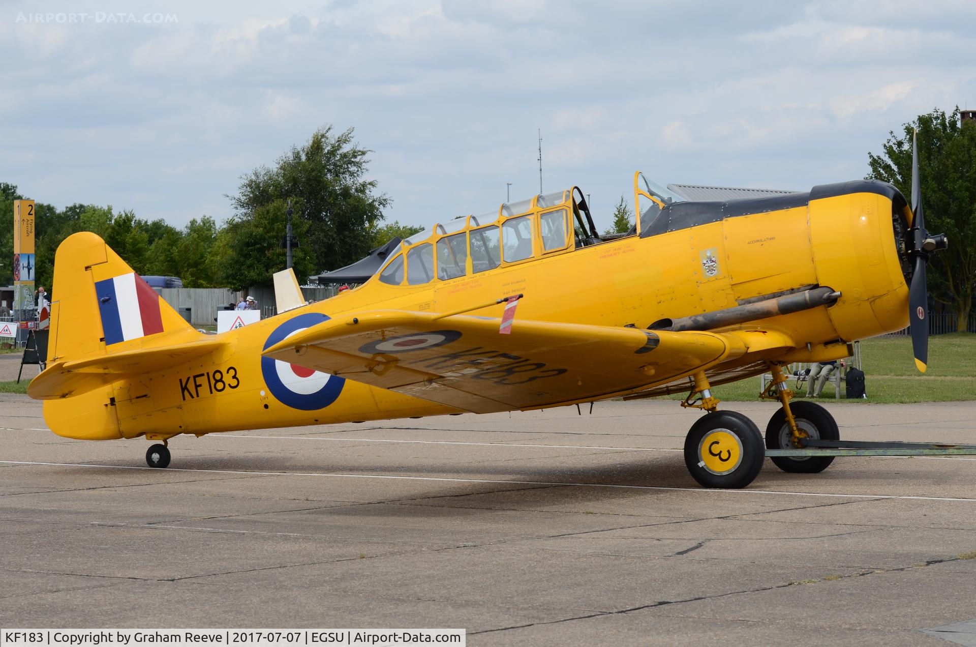 KF183, 1944 Noorduyn AT-16 Harvard IIB C/N 14A-1884, Under tow at Duxford.