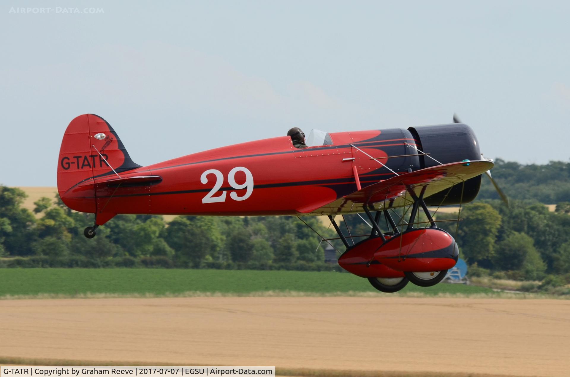 G-TATR, 2012 Travel Air Type R Racer Replica C/N LAA 362-14892, Landing at Duxford.