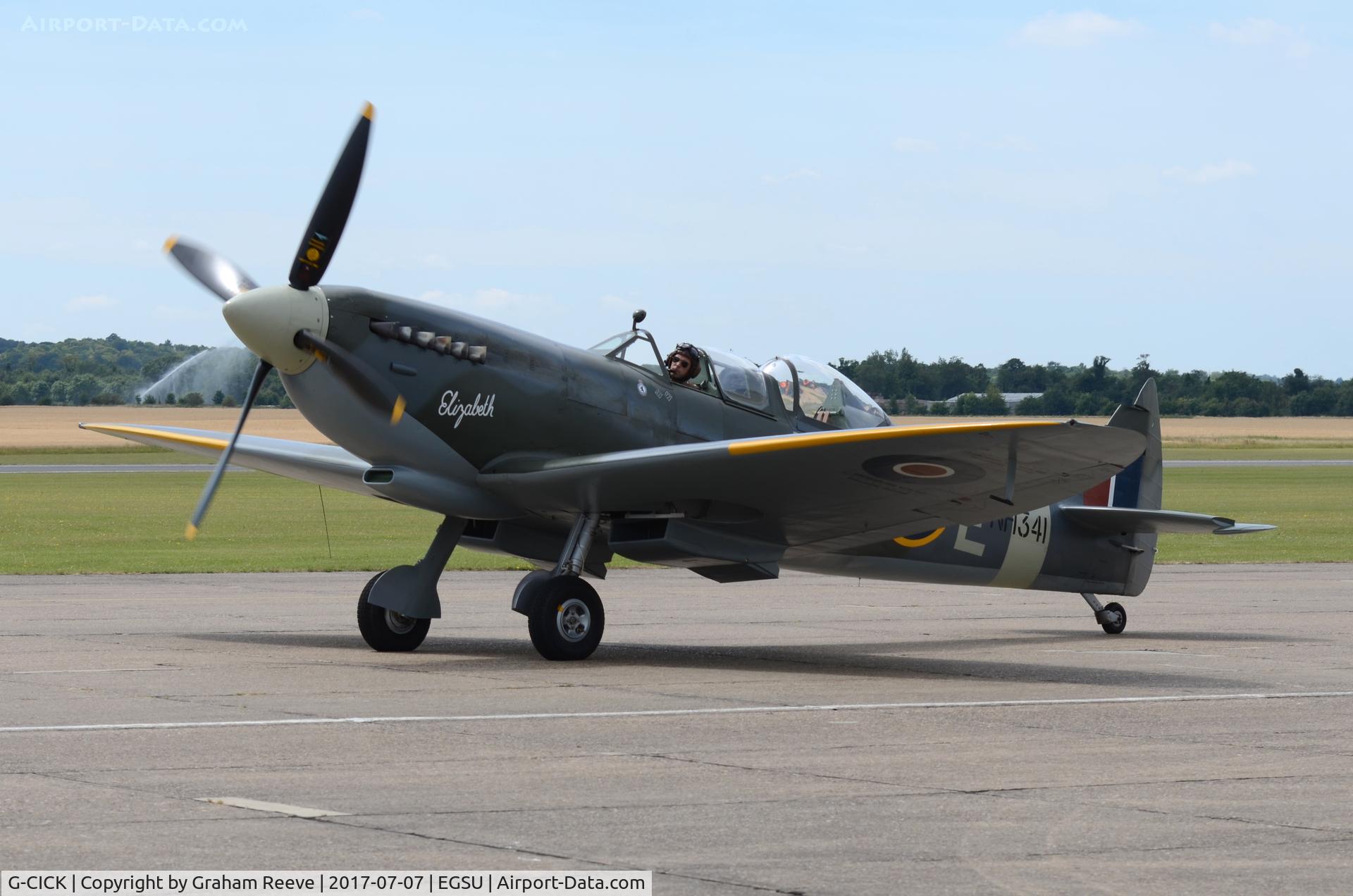 G-CICK, 1944 Supermarine 361 Spitfire LF.IXe C/N CBAF 8912, Just landed at Duxford.