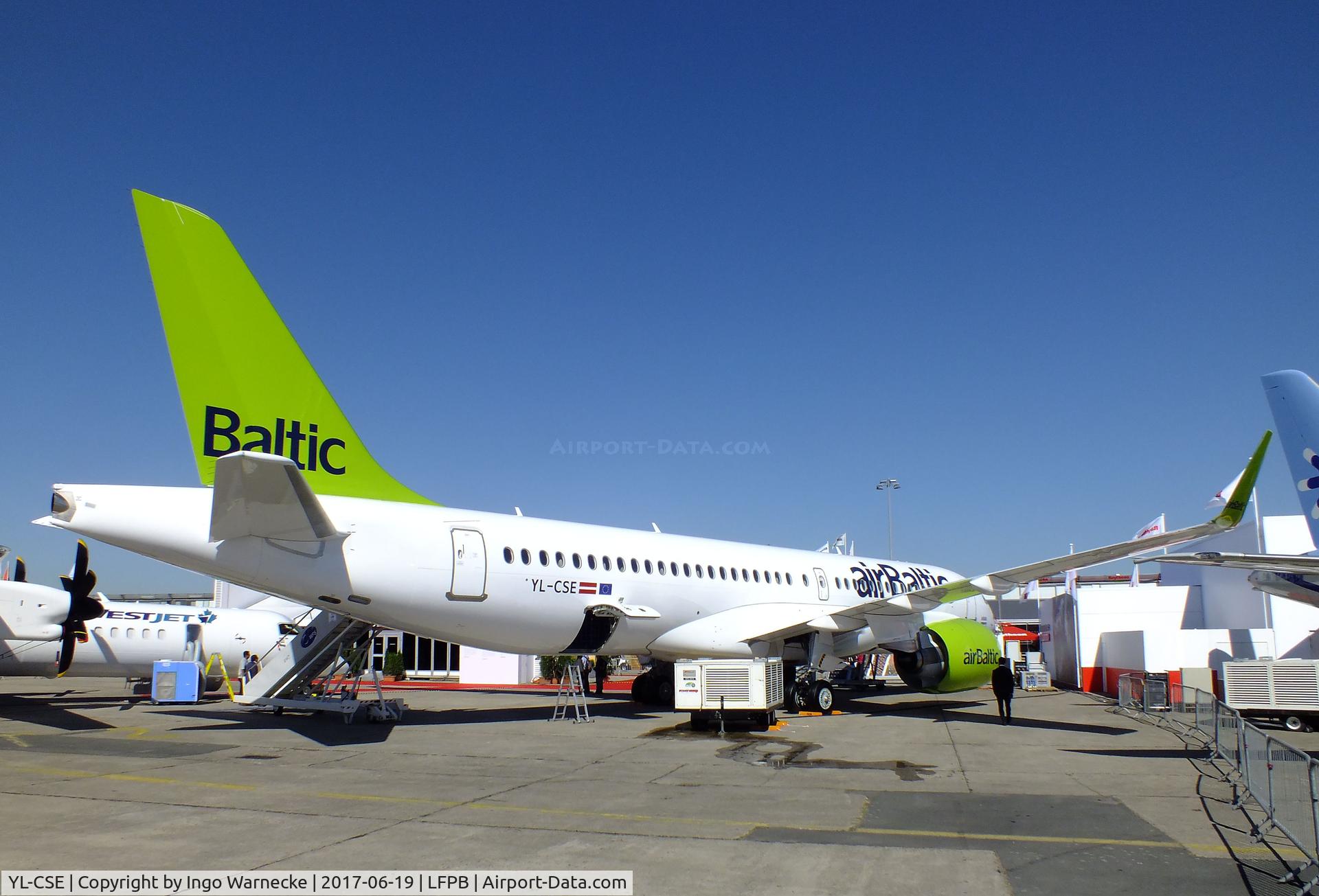 YL-CSE, 2017 Bombardier CSeries CS300 (BD-500-1A11) C/N 55007, Bombardier CS300 of airBaltic at the Aerosalon 2017, Paris