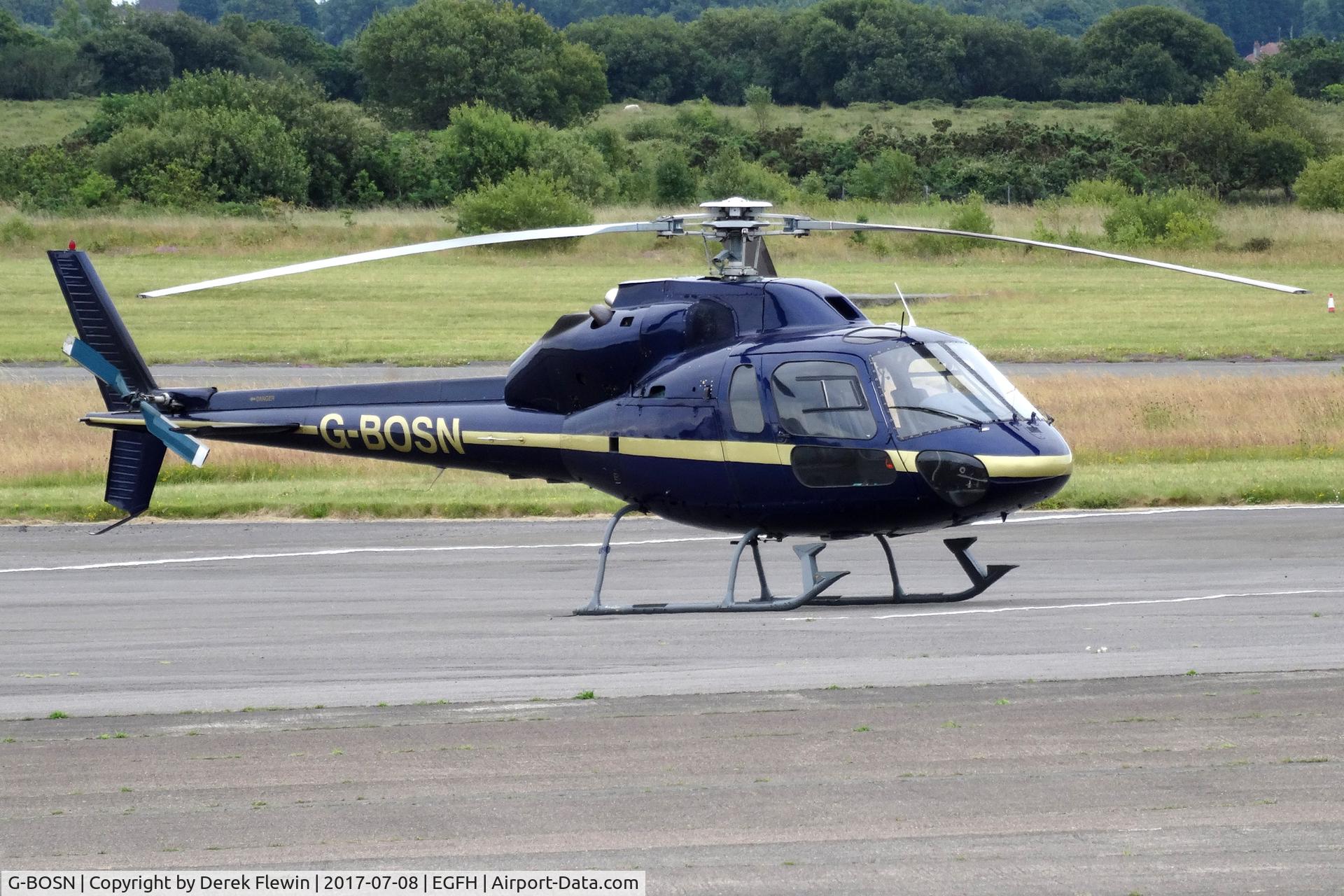G-BOSN, 1982 Aerospatiale AS-355F-1 Ecureuil 2 C/N 5266, Twin Squirel, Helicopter and Pilot Services Wycombe Air Park Buckinhamshire based, previously 5N-AYL, G-BOSN, 5N-AYL, N2109L, seen parked up.