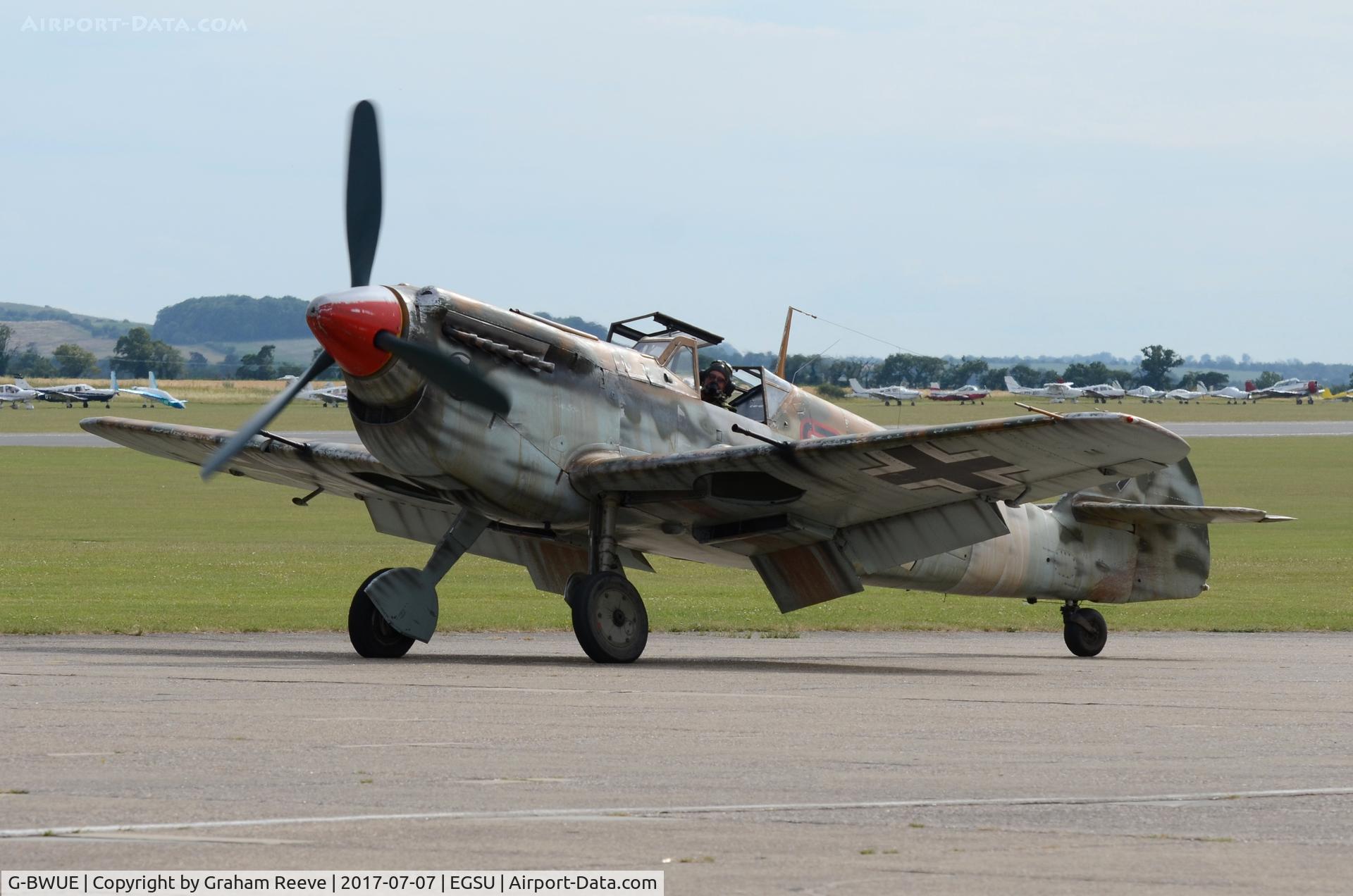 G-BWUE, 1949 Hispano HA-1112-M1L Buchon C/N 172, Just landed at Duxford.