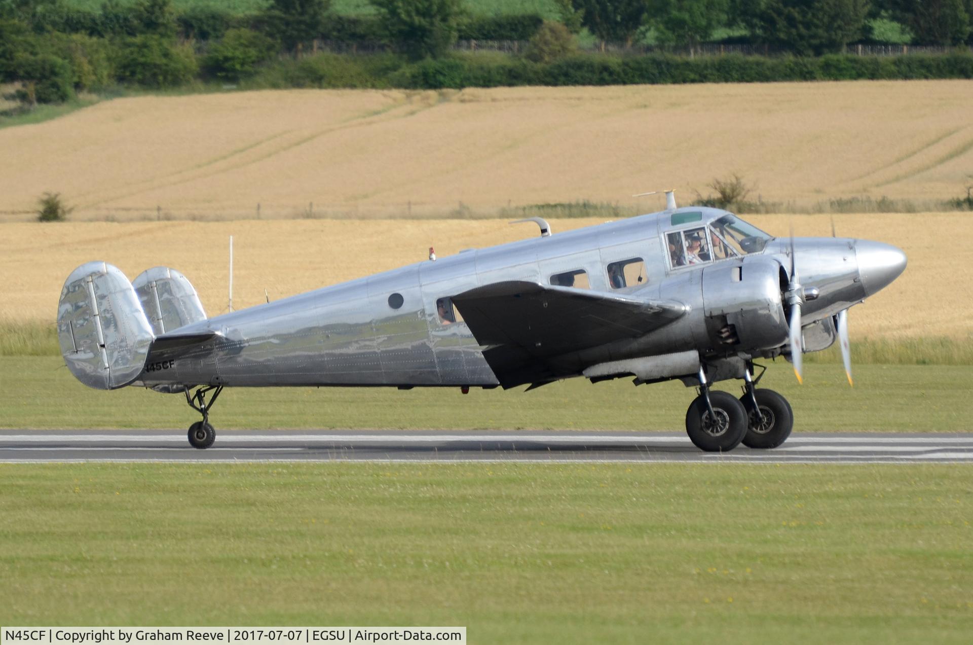 N45CF, 1959 Beech G18S C/N BA-466, About to depart from Duxford.