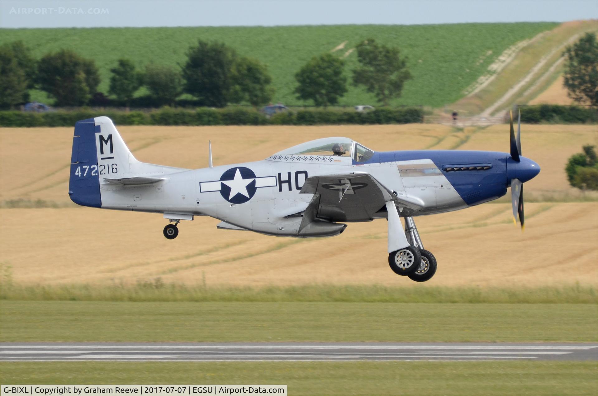G-BIXL, 1944 North American P-51D Mustang C/N 122-38675, Landing at Duxford.
