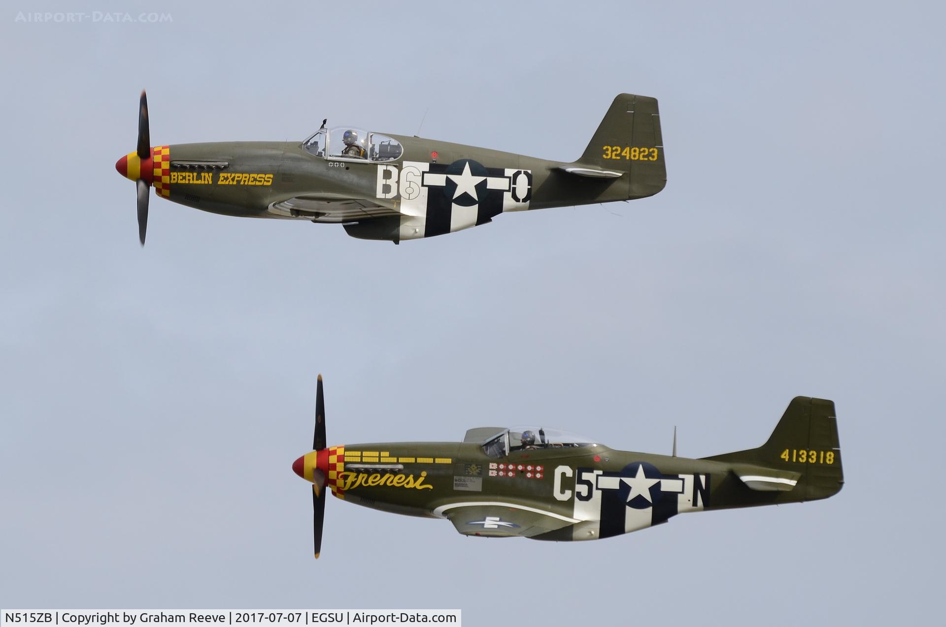 N515ZB, 1944 North American P-51B Mustang C/N 104-25866, In formation with N537FG.