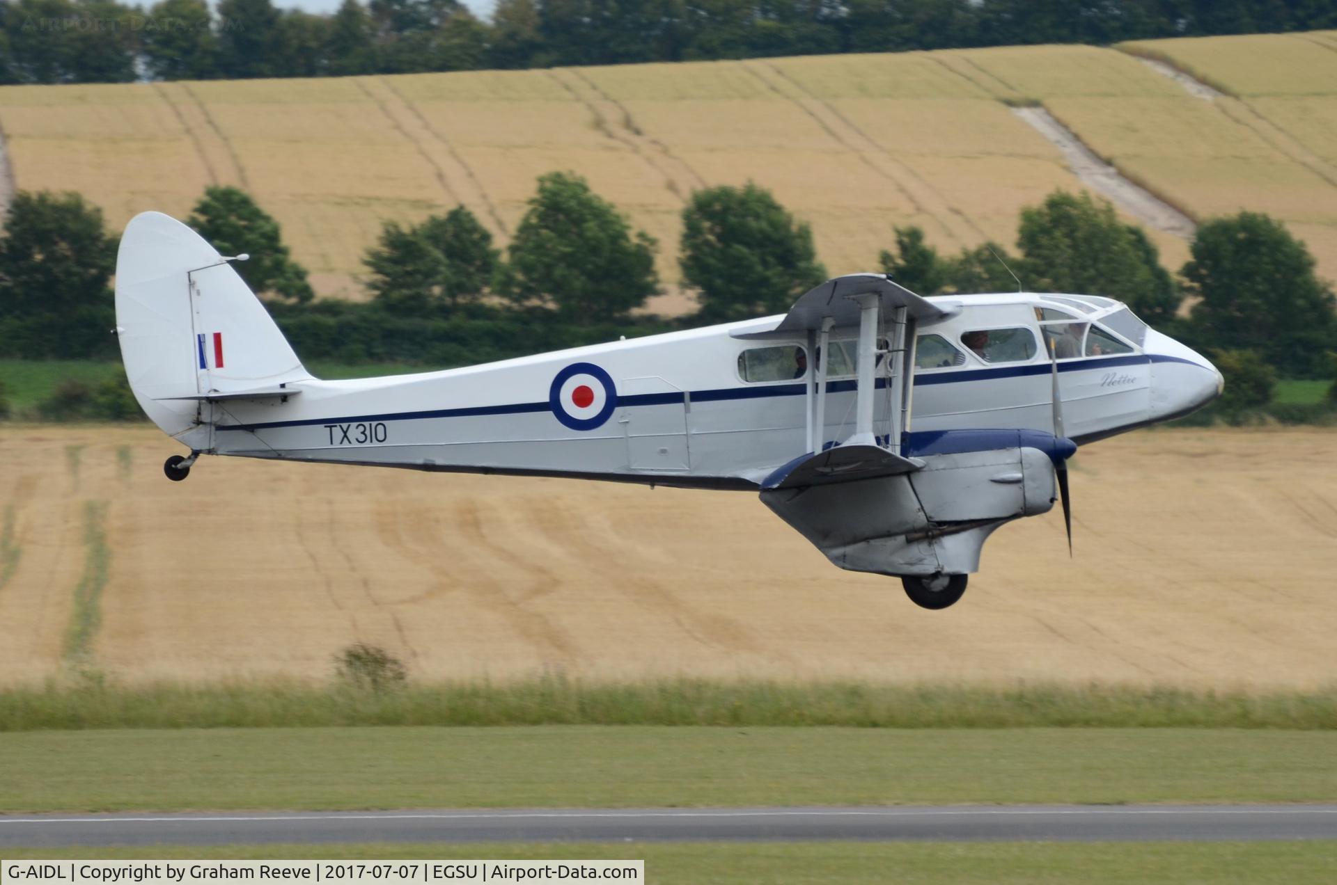 G-AIDL, 1946 De Havilland DH-89A Dominie/Dragon Rapide 6 C/N 6968, Landing at Duxford.